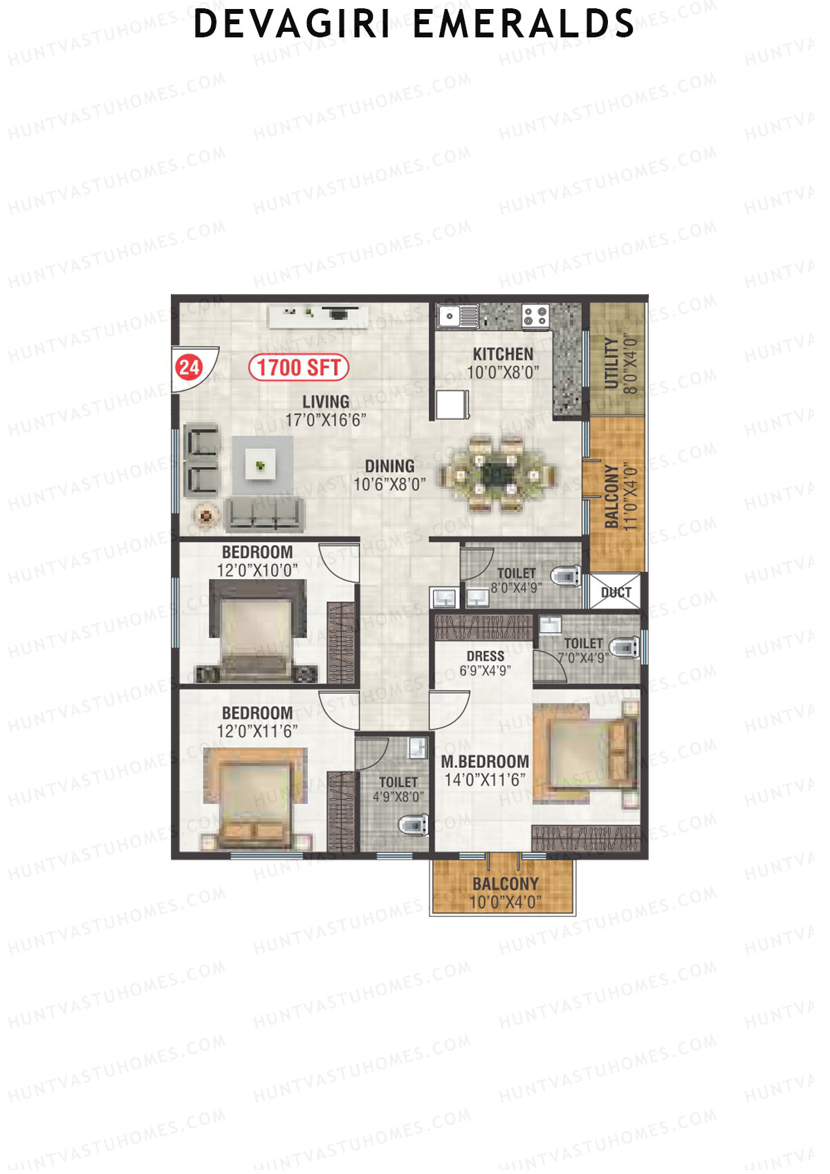 Devagiri Emeralds Tower 1 Unit 24 Floor Plan