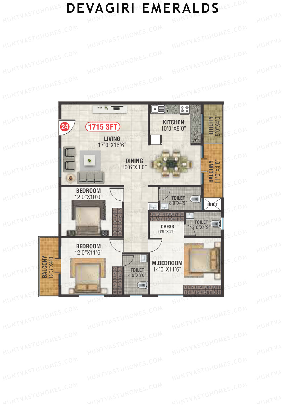 Devagiri Emeralds Tower 1 Unit 24 Floor Plan