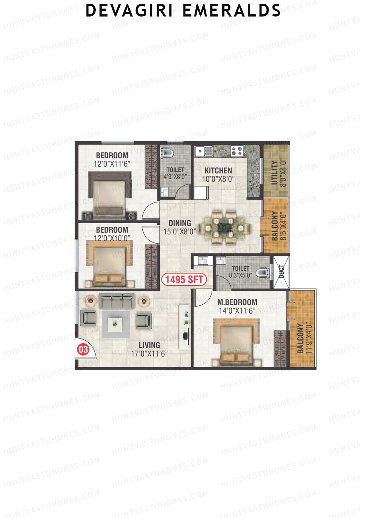 Devagiri Emeralds Tower 1 Unit 3 Floor Plan
