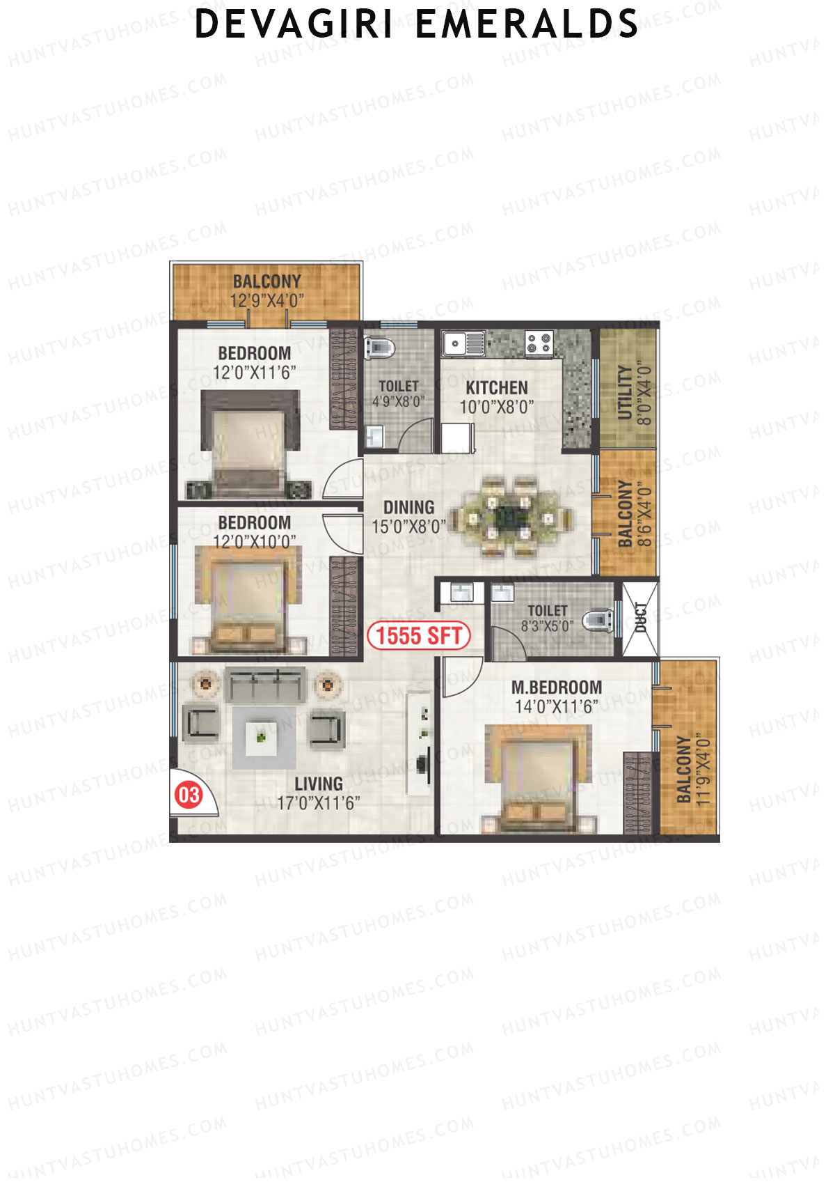 Devagiri Emeralds Tower 1 Unit 3 Floor Plan