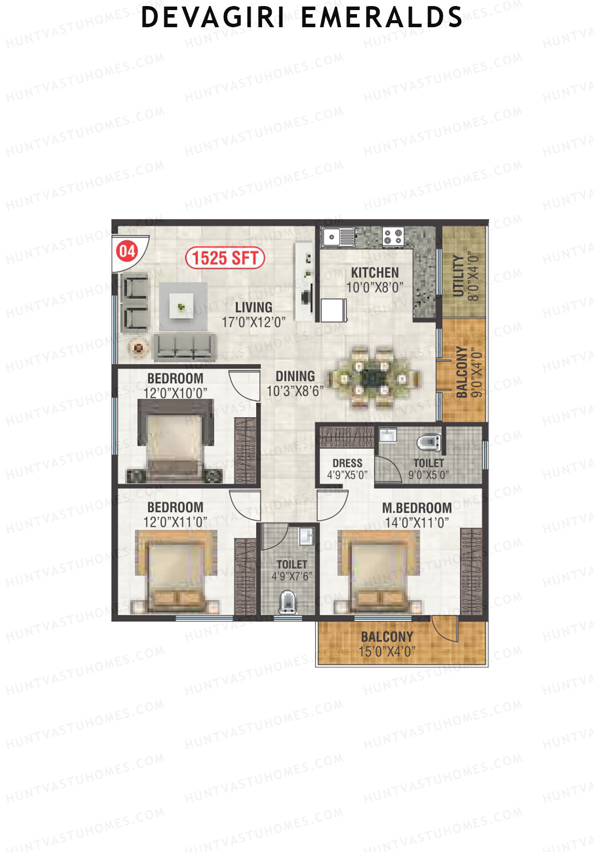 Devagiri Emeralds Tower 1 Unit 4 Floor Plan