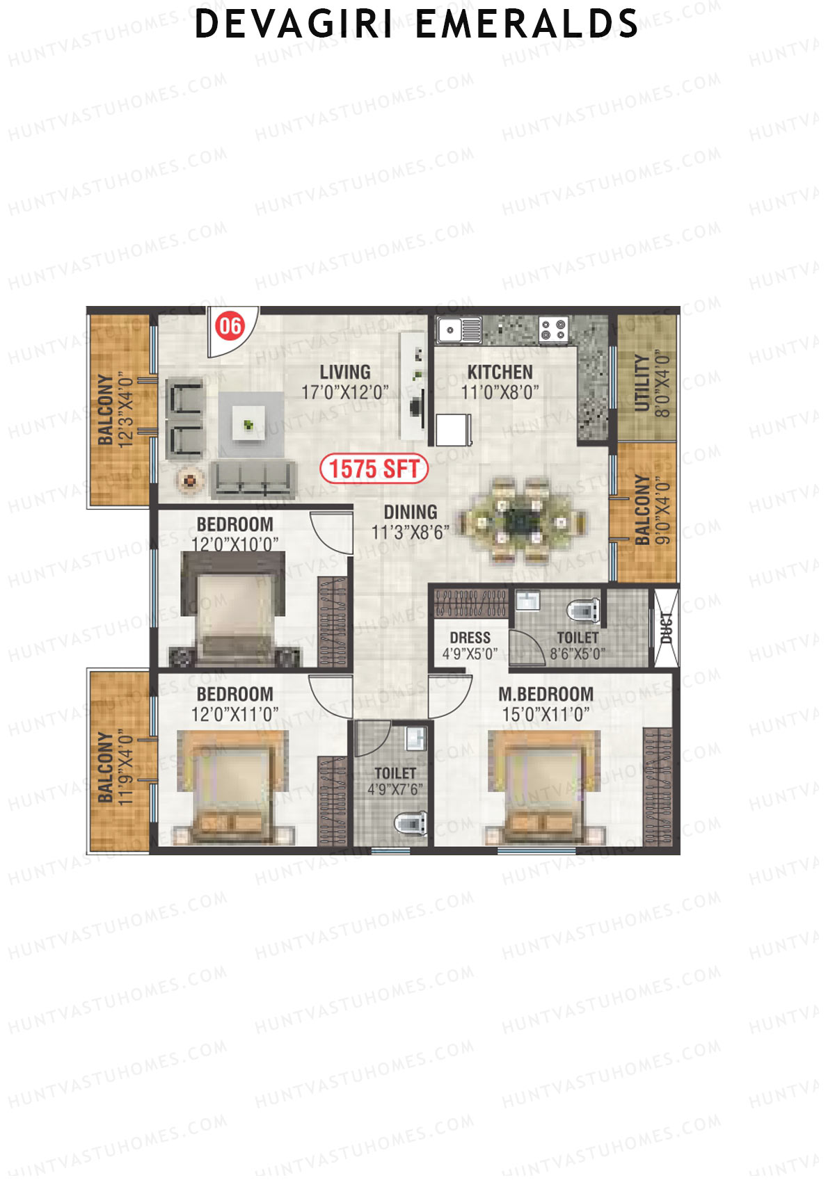 Devagiri Emeralds Tower 1 Unit 6 Floor Plan