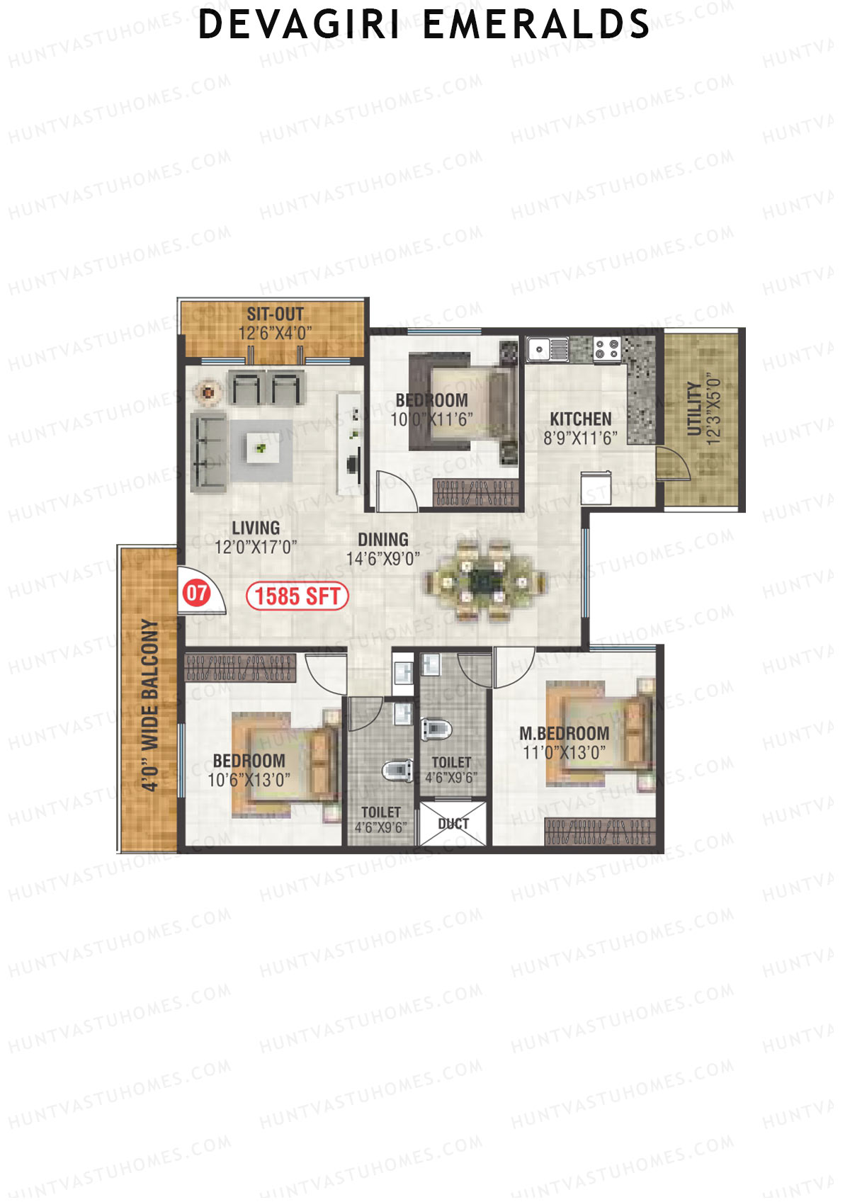 Devagiri Emeralds Tower 1 Unit 7 Floor Plan