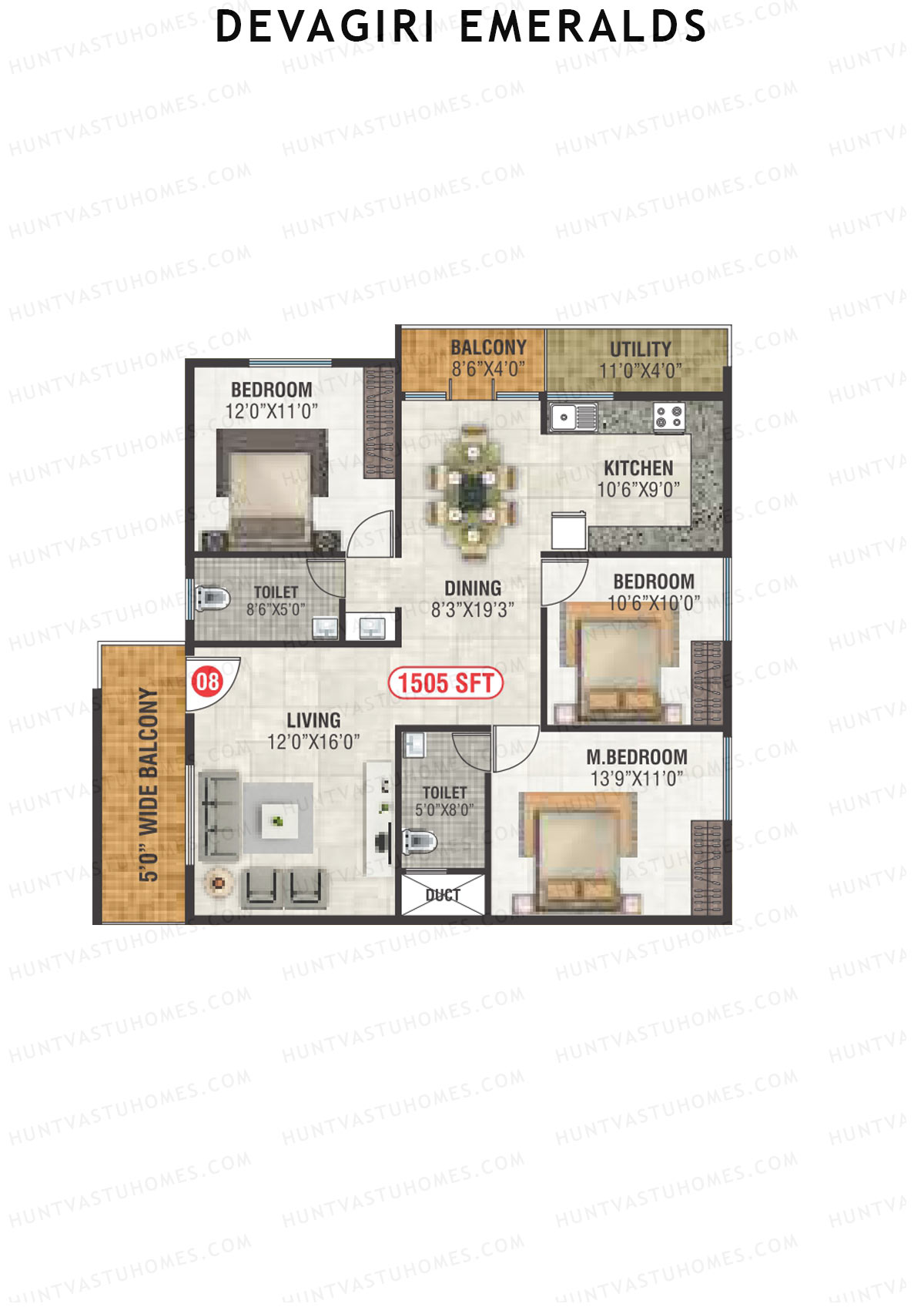 Devagiri Emeralds Tower 1 Unit 8 Floor Plan