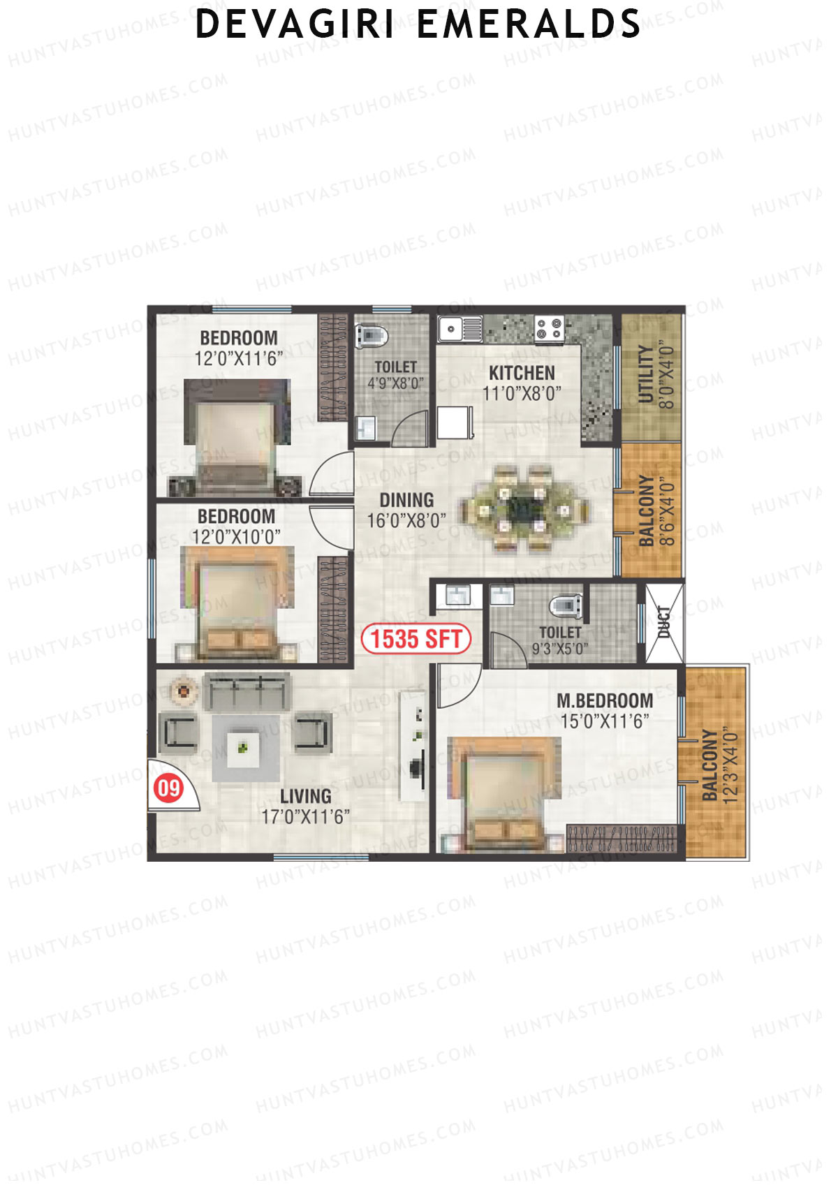Devagiri Emeralds Tower 1 Unit 9 Floor Plan