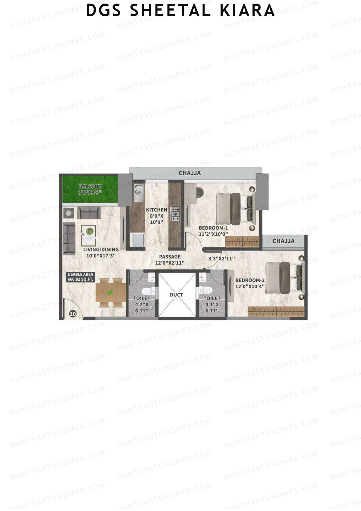 DGS Sheetal Kiara Tower A Unit 10 Floor Plan