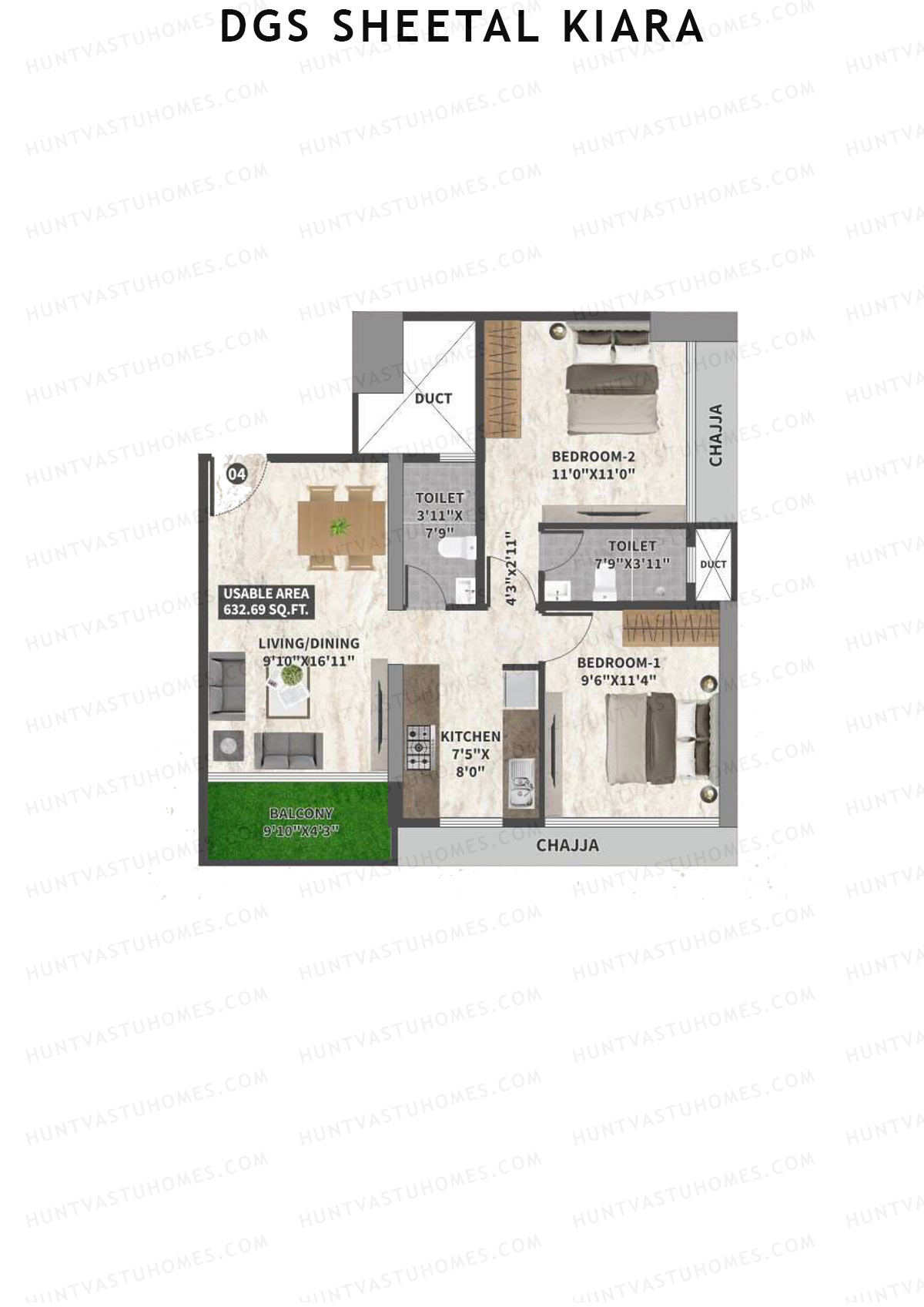 DGS Sheetal Kiara Tower A Unit 4 Floor Plan
