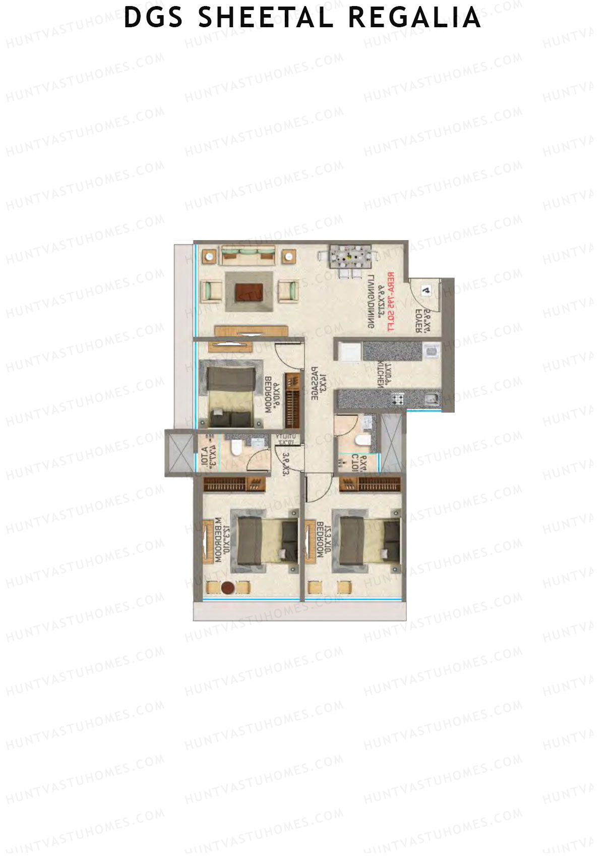 DGS Sheetal Regalia Wing A Unit 3 Floor Plan