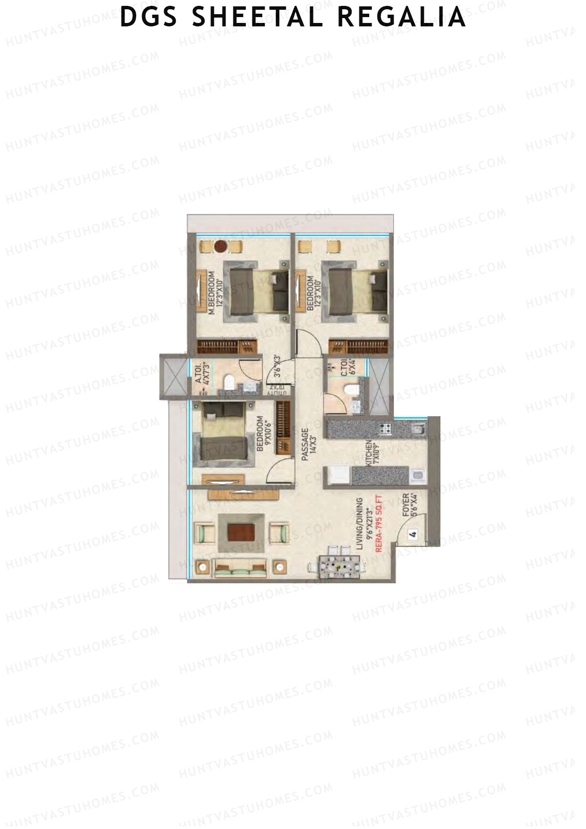 DGS Sheetal Regalia Wing A Unit 4 Floor Plan