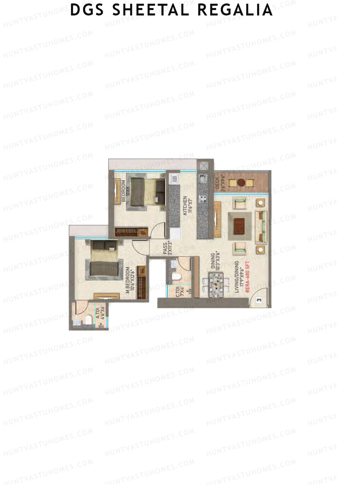 DGS Sheetal Regalia Wing B Unit 3 Floor Plan
