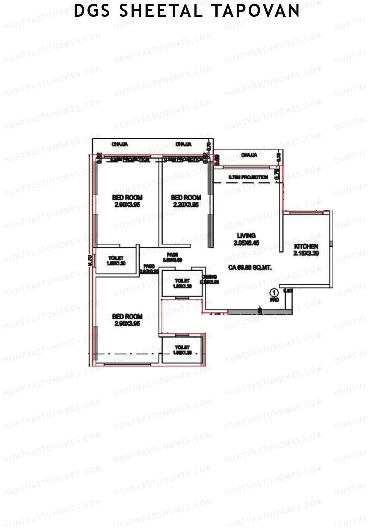 DGS Sheetal Tapovan Wing E Unit 1 Floor Plan