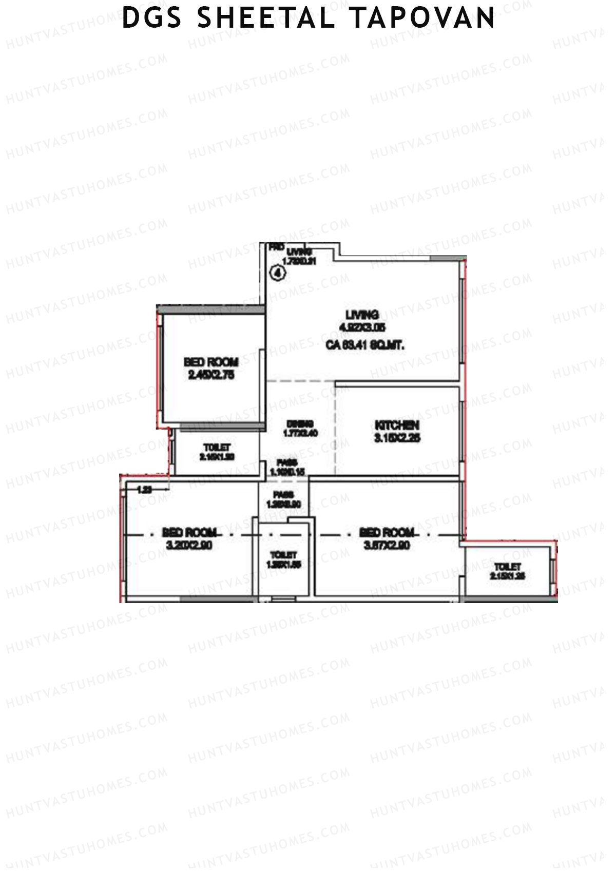 DGS Sheetal Tapovan Wing E Unit 4 Floor Plan