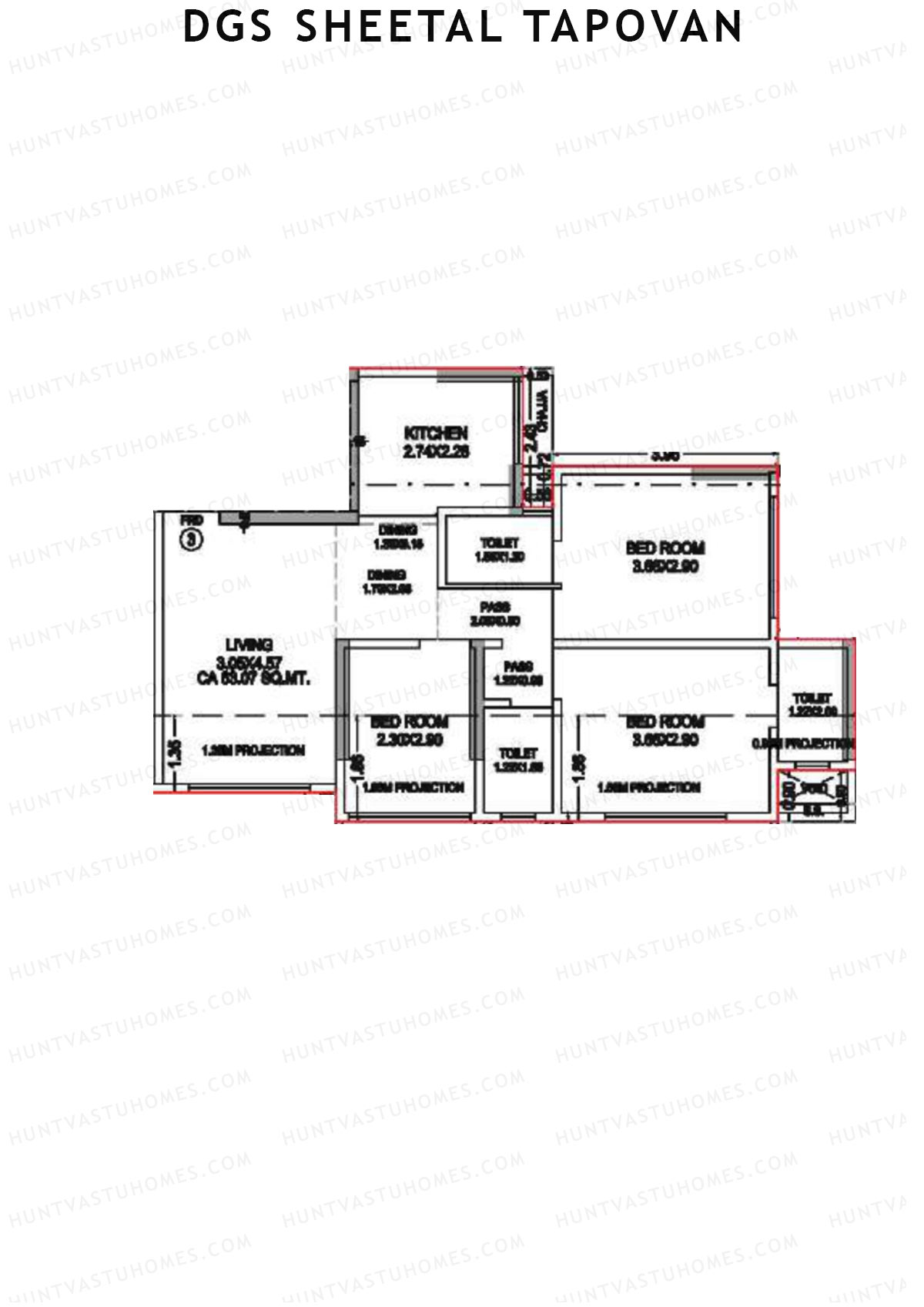 DGS Sheetal Tapovan Wing F Unit 3 Floor Plan