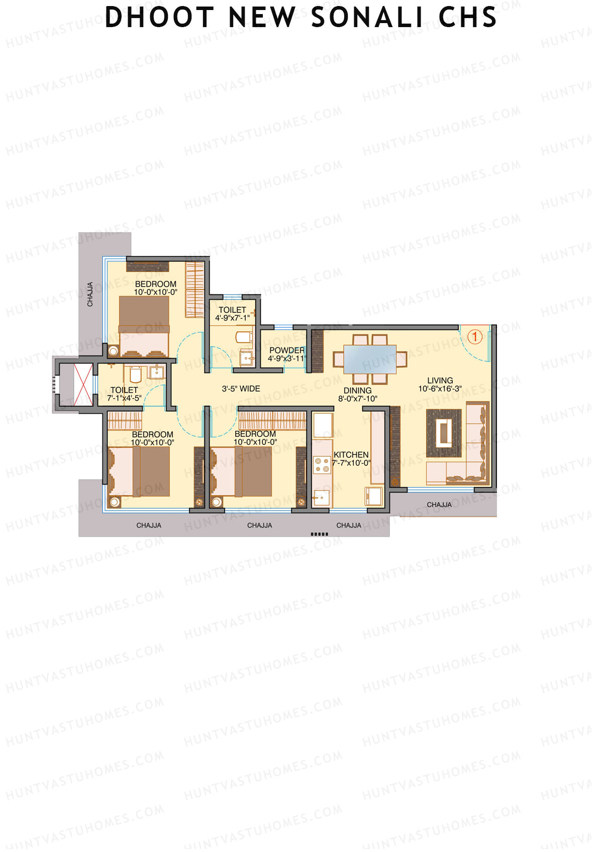 Dhoot Sky Residency New Sonali CHSL Tower 1 Unit 1 Floor Plan
