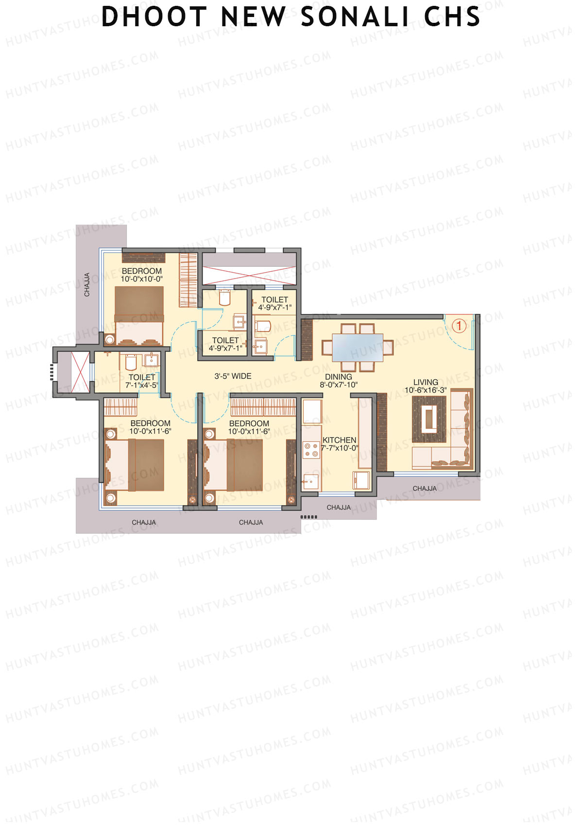 Dhoot Sky Residency New Sonali CHSL Tower 1 Unit 1 Floor Plan