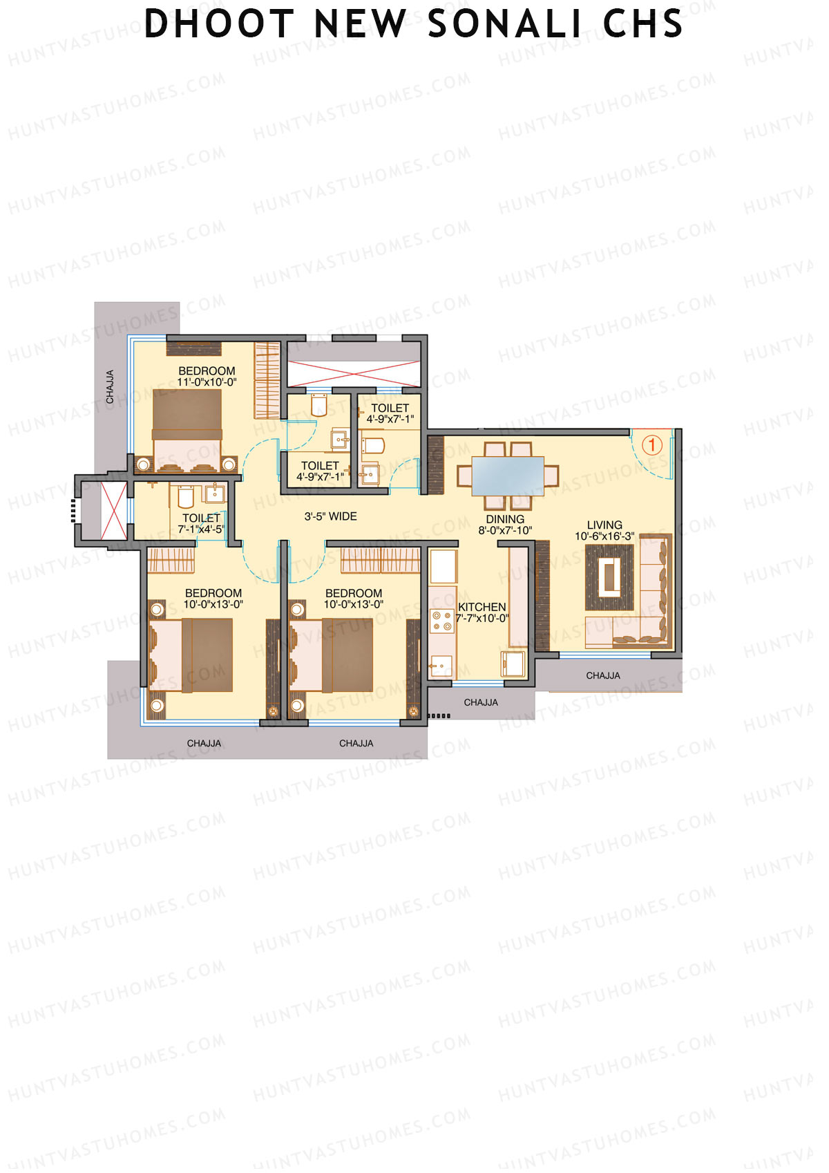Dhoot Sky Residency New Sonali CHSL Tower 1 Unit 1 Floor Plan