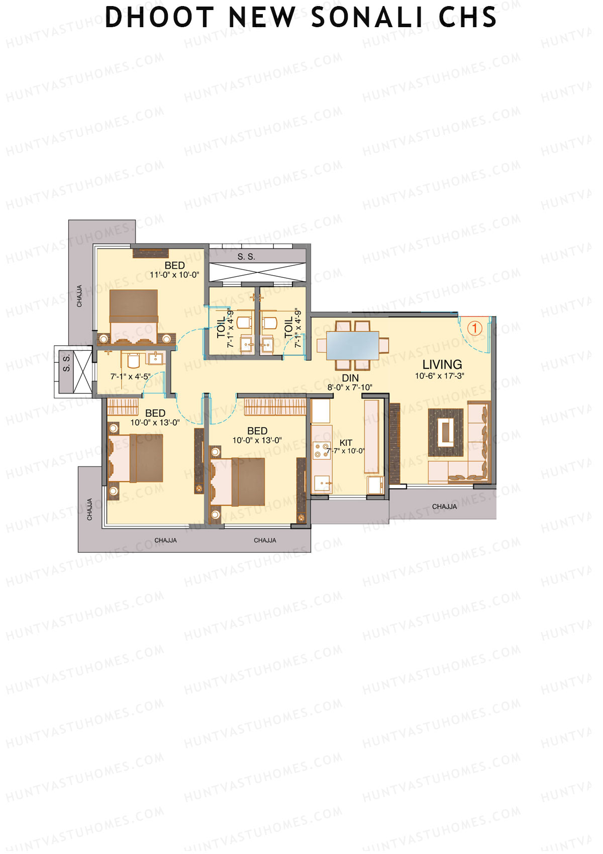 Dhoot Sky Residency New Sonali CHSL Tower 1 Unit 1 Floor Plan