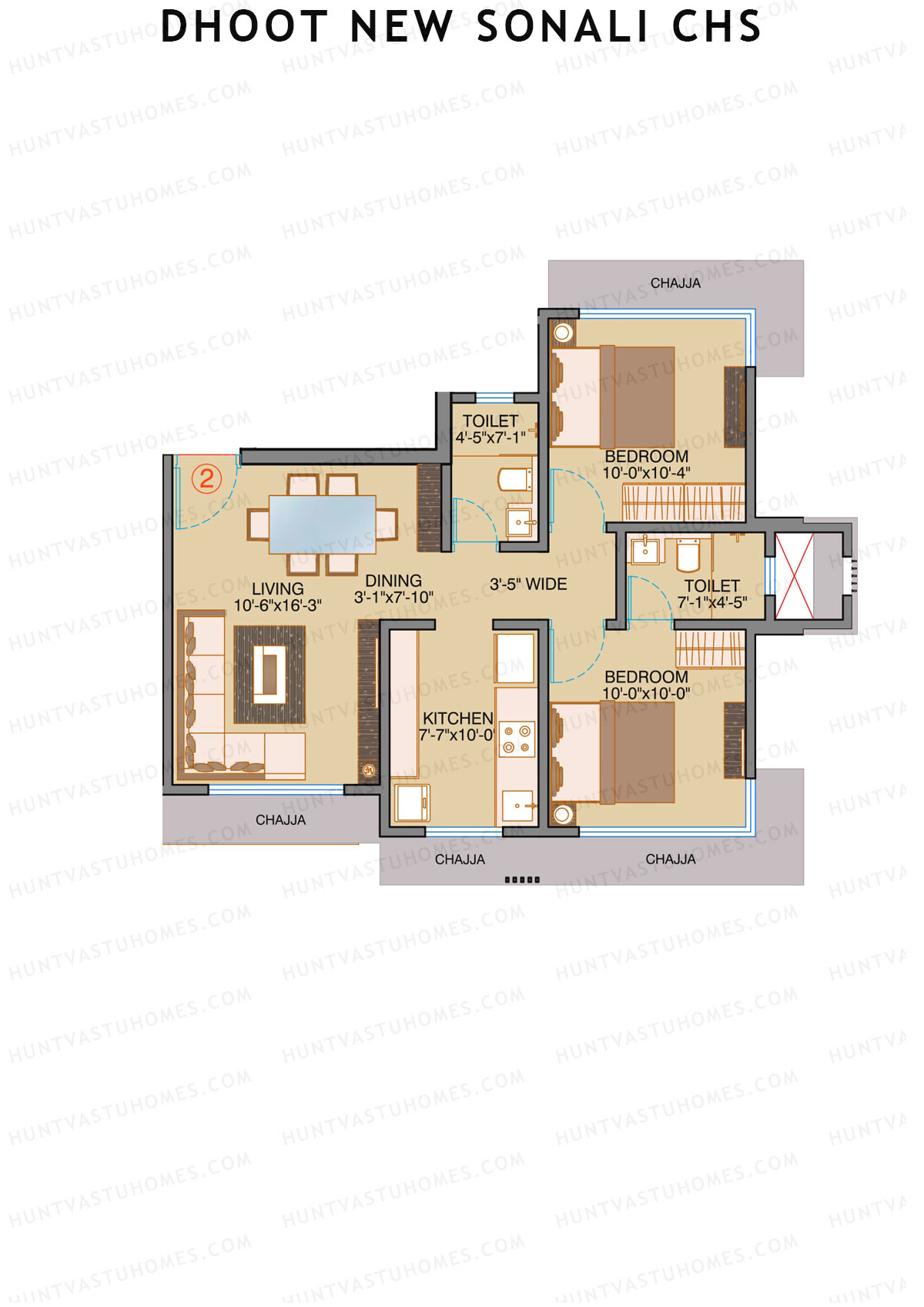Dhoot Sky Residency New Sonali CHSL Tower 1 Unit 2 Floor Plan