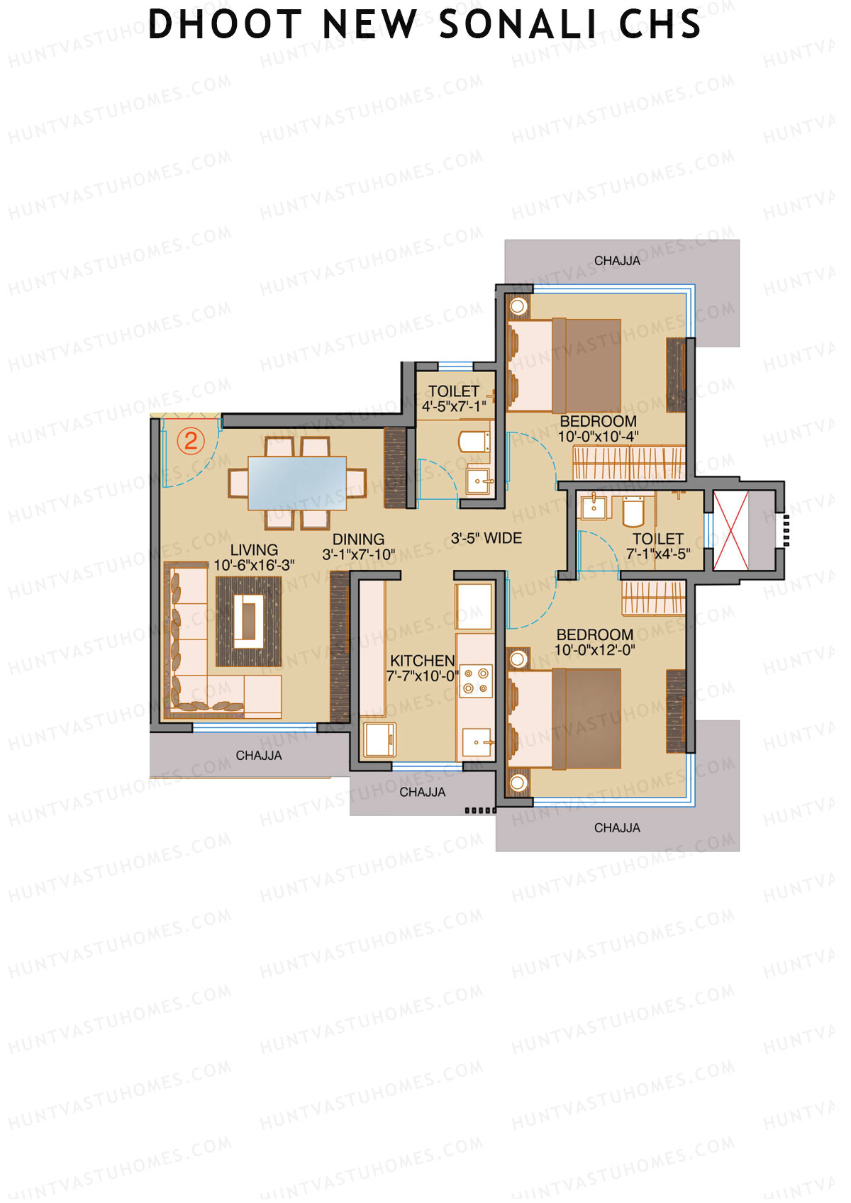 Dhoot Sky Residency New Sonali CHSL Tower 1 Unit 2 Floor Plan
