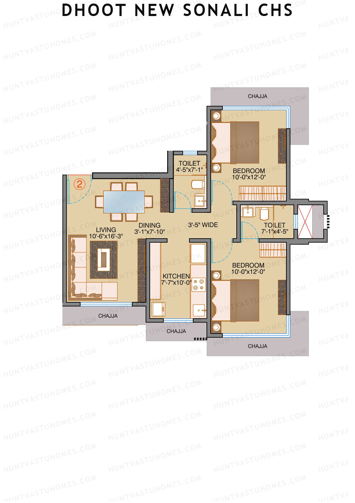 Dhoot Sky Residency New Sonali CHSL Tower 1 Unit 2 Floor Plan