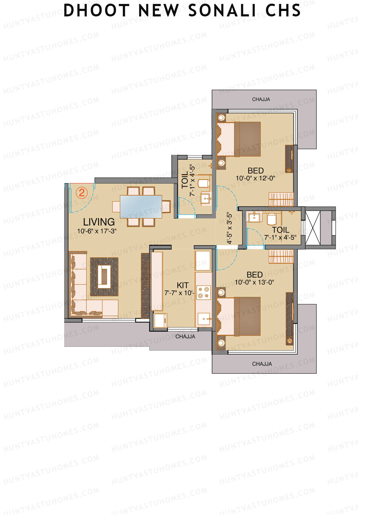 Dhoot Sky Residency New Sonali CHSL Tower 1 Unit 2 Floor Plan