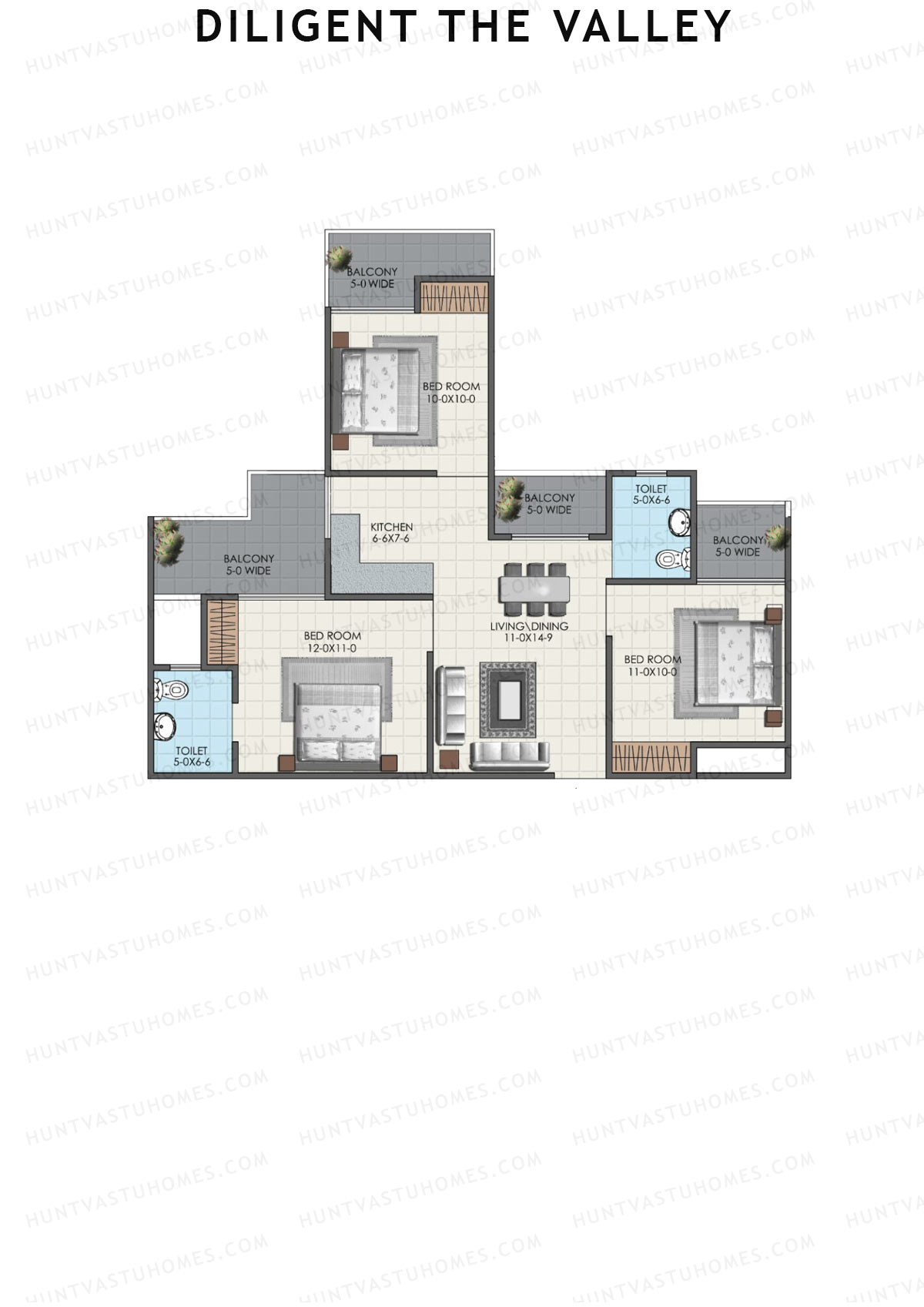 Diligent The Valley Tower A Unit 3 Floor Plan