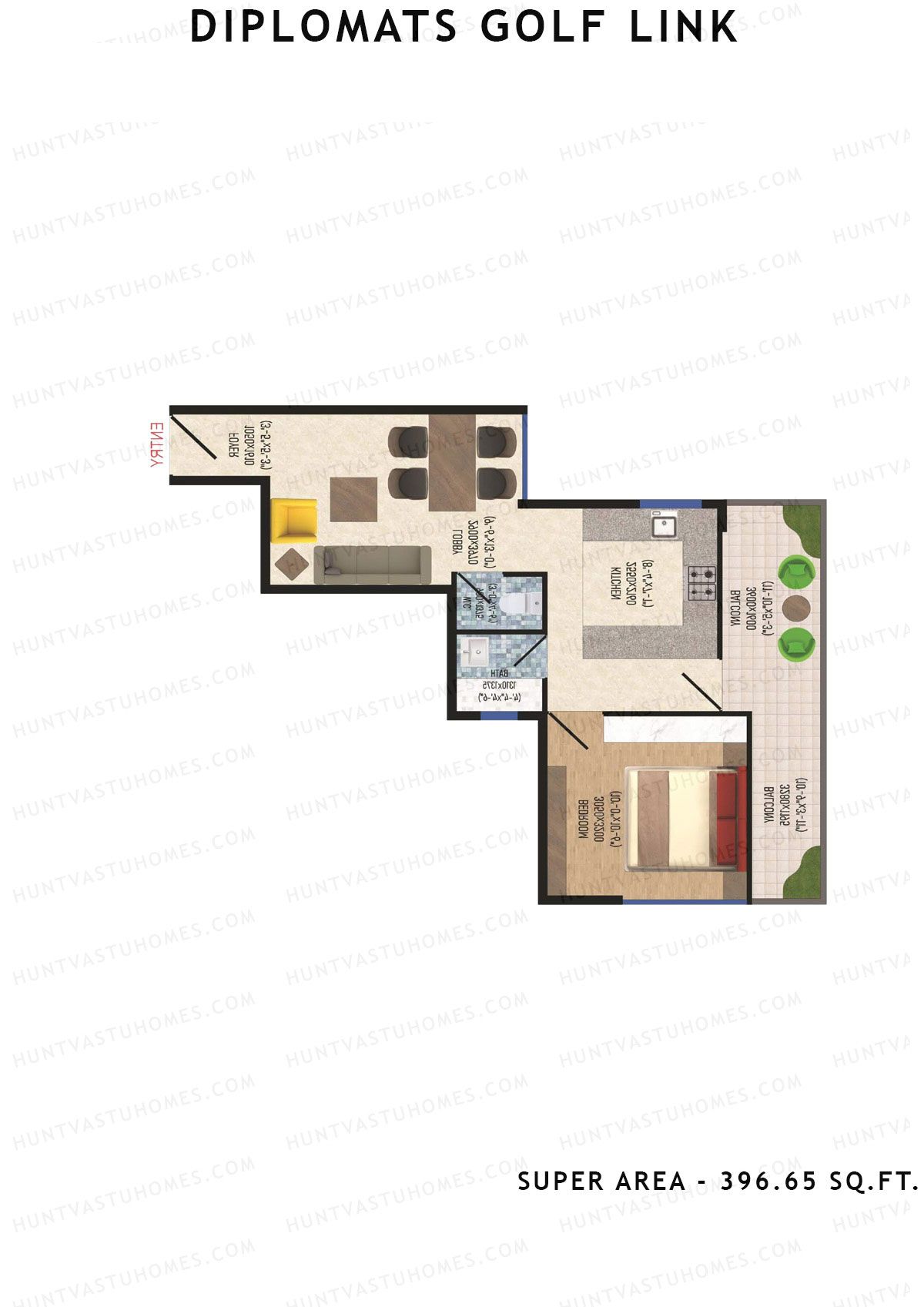 Diplomats Golf Link Tower 4 Unit 6 (Type 1BHK - 4) Floor Plan