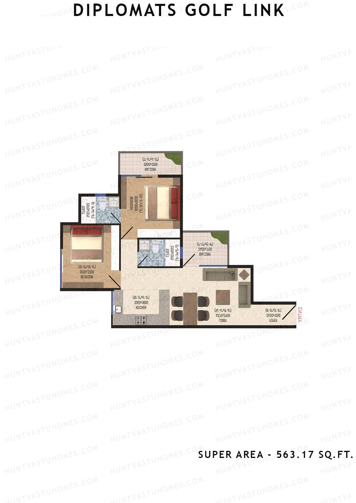 Diplomats Golf Link Tower 1 Unit 1 (Type 2BHK - 9) Floor Plan