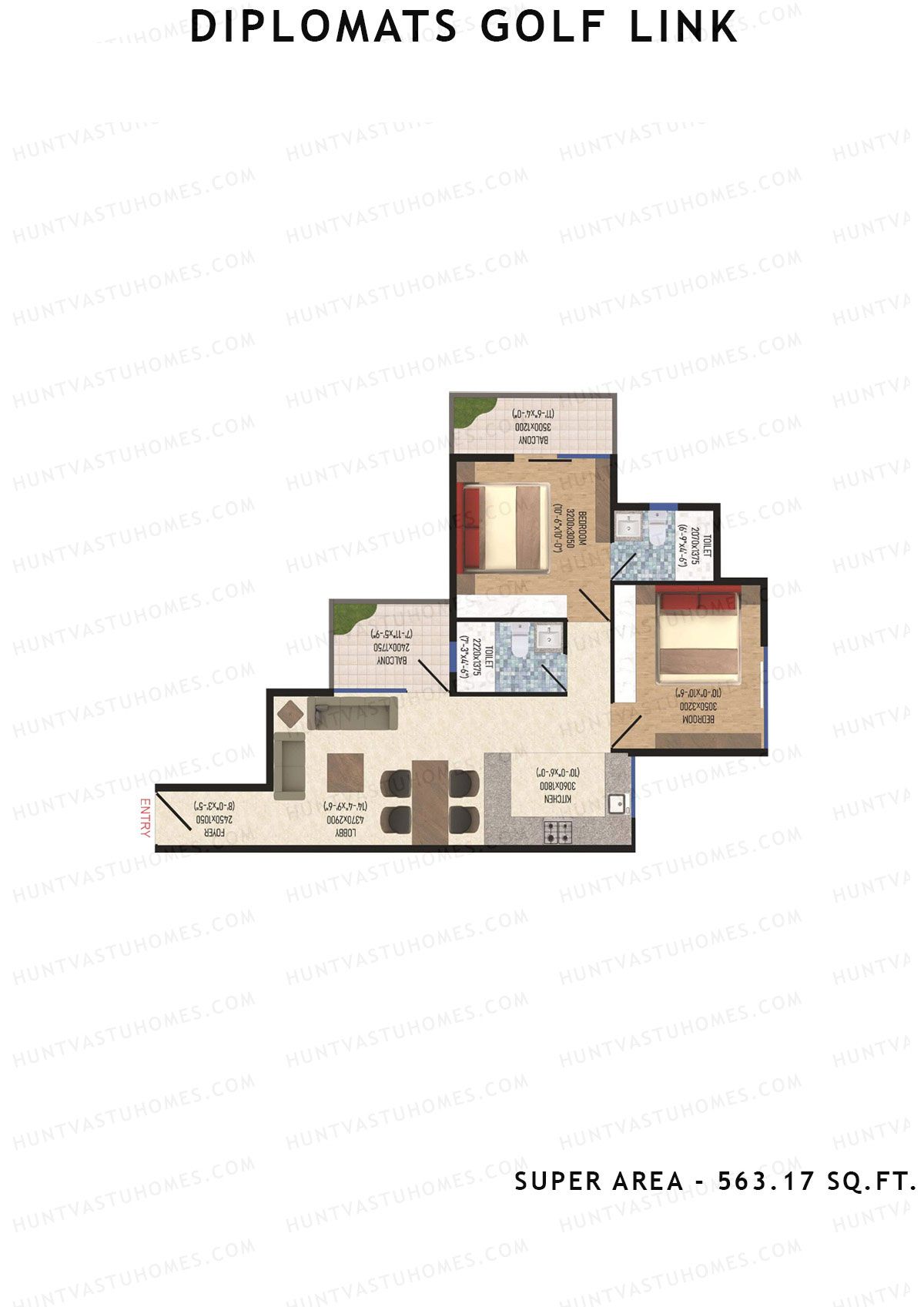 Diplomats Golf Link Tower 1 Unit 4 (Type 2BHK - 9) Floor Plan