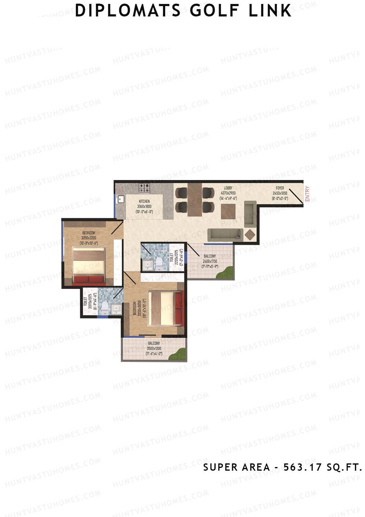 Diplomats Golf Link Tower 1 Unit 8 (Type 2BHK - 9) Floor Plan