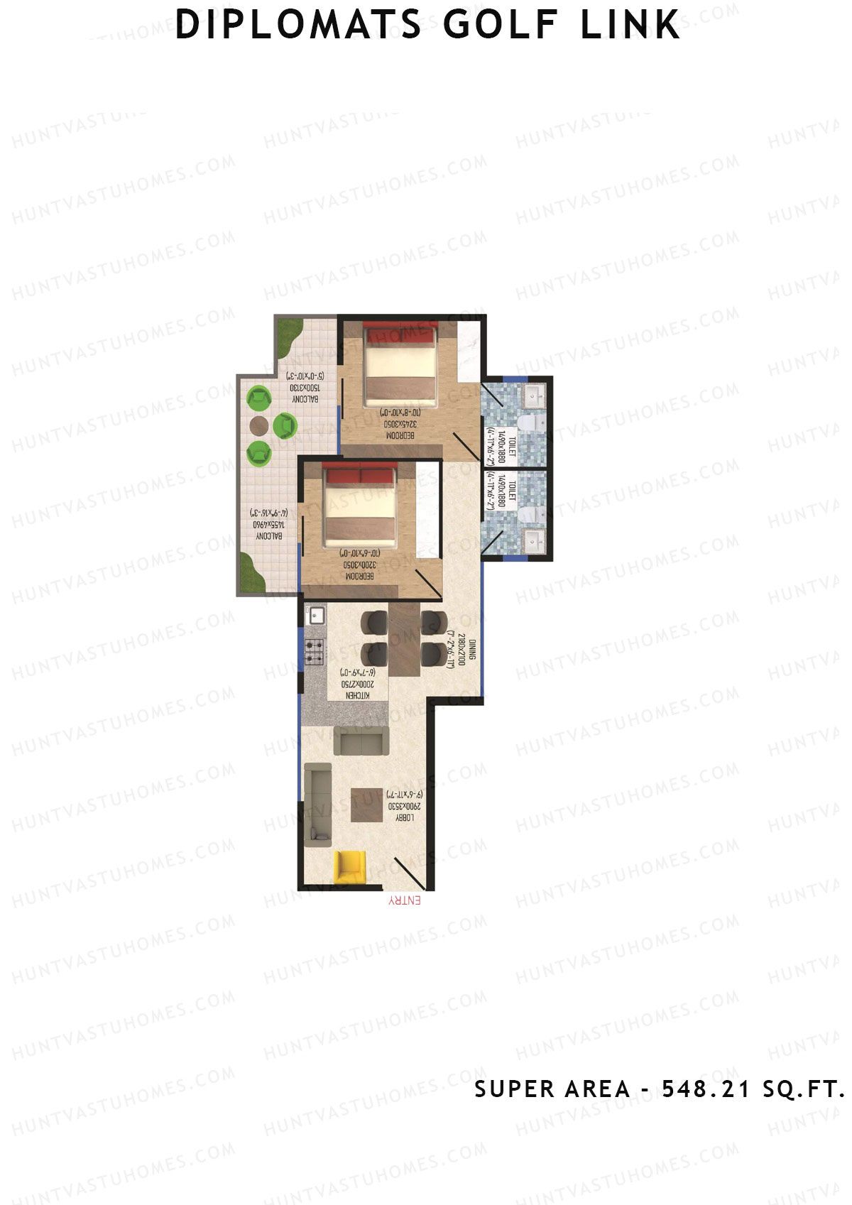 Diplomats Golf Link Tower 2 Unit 2 (Type 2BHK - 6) Floor Plan