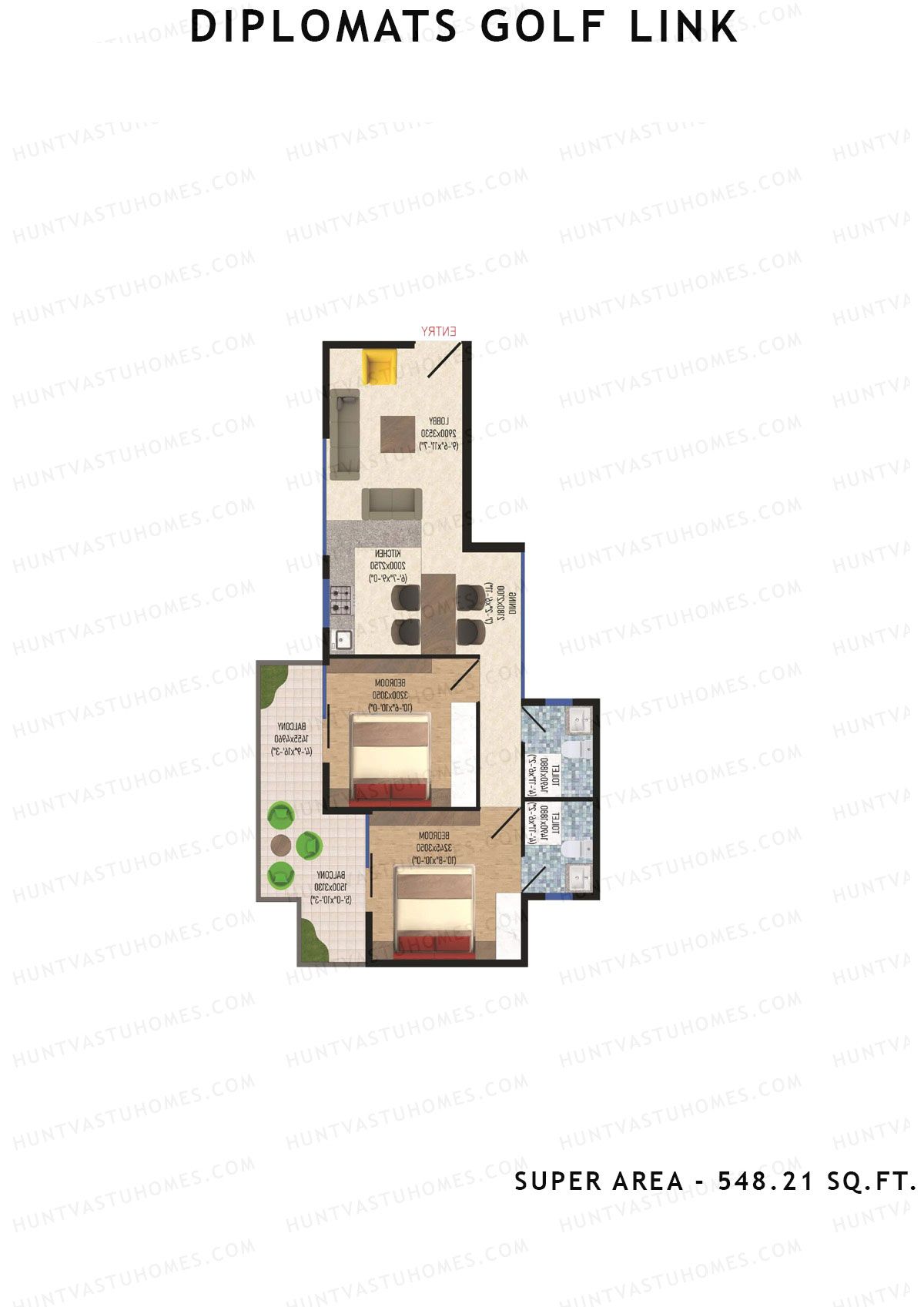 Diplomats Golf Link Tower 3 Unit 7 (Type 2BHK - 6) Floor Plan