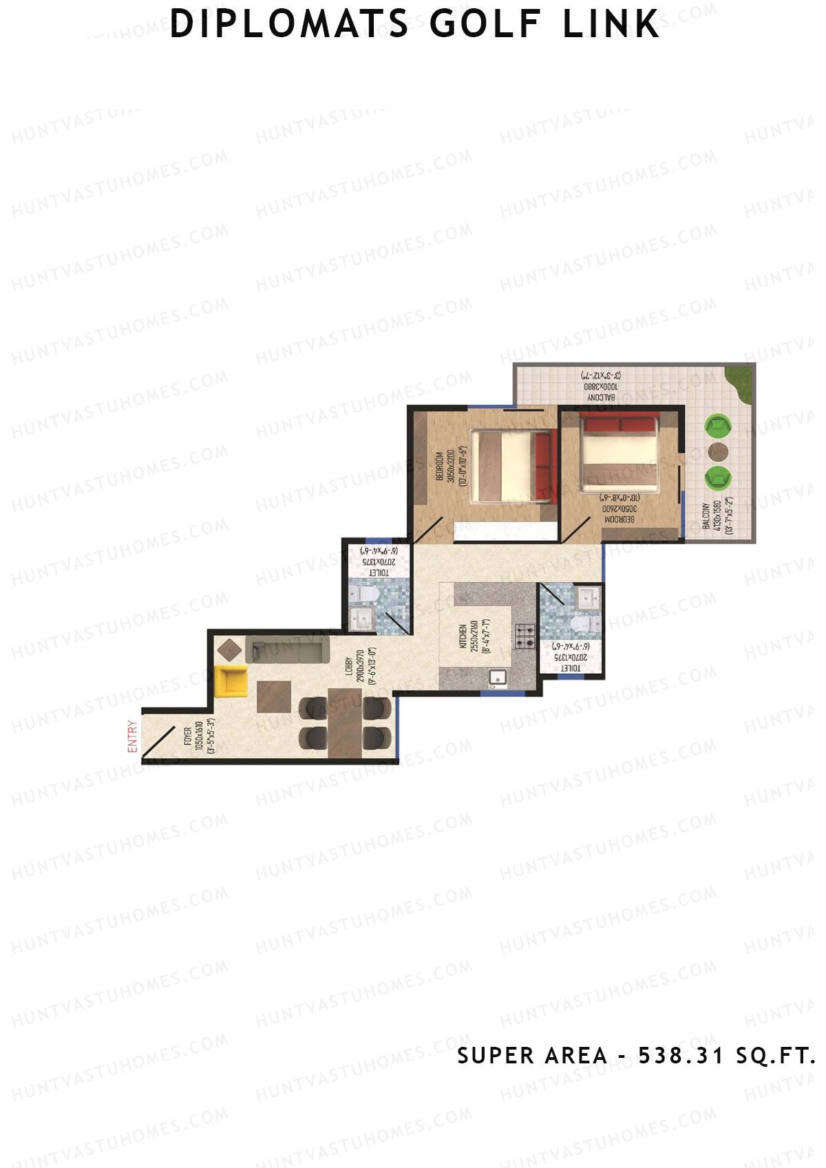 Diplomats Golf Link Tower 4 Unit 5 (Type 2BHK - 5) Floor Plan