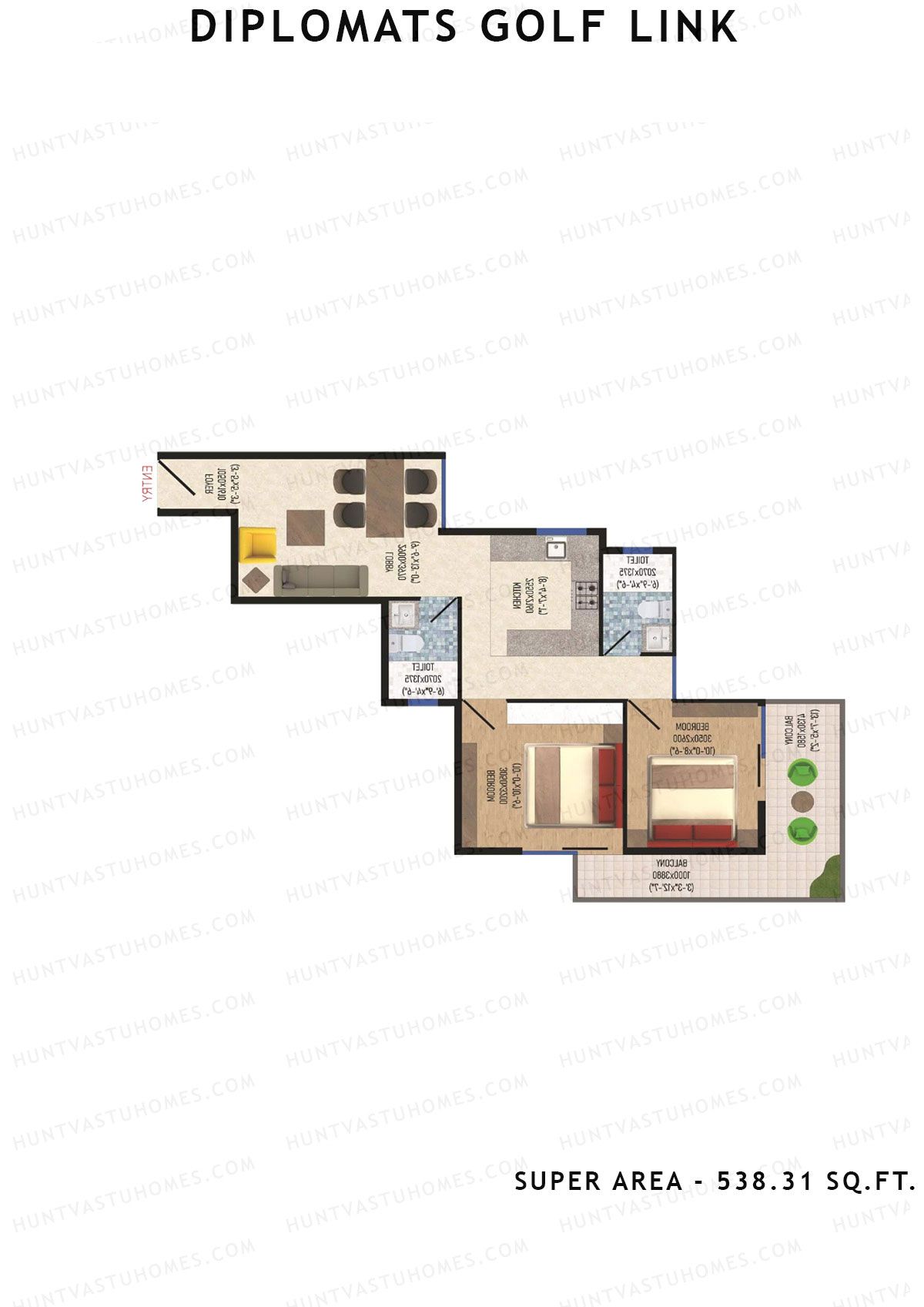 Diplomats Golf Link Tower 4 Unit 6 (Type 2BHK - 5) Floor Plan