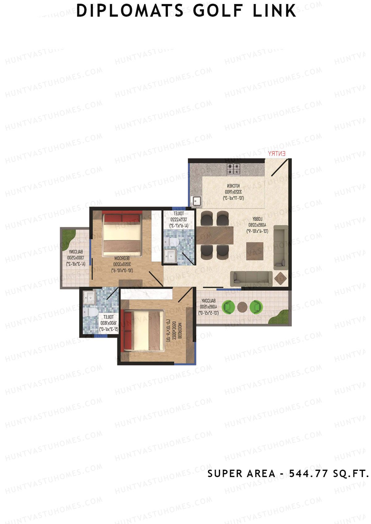 Diplomats Golf Link Tower 5 Unit 5 (Type 2BHK - 2) Floor Plan