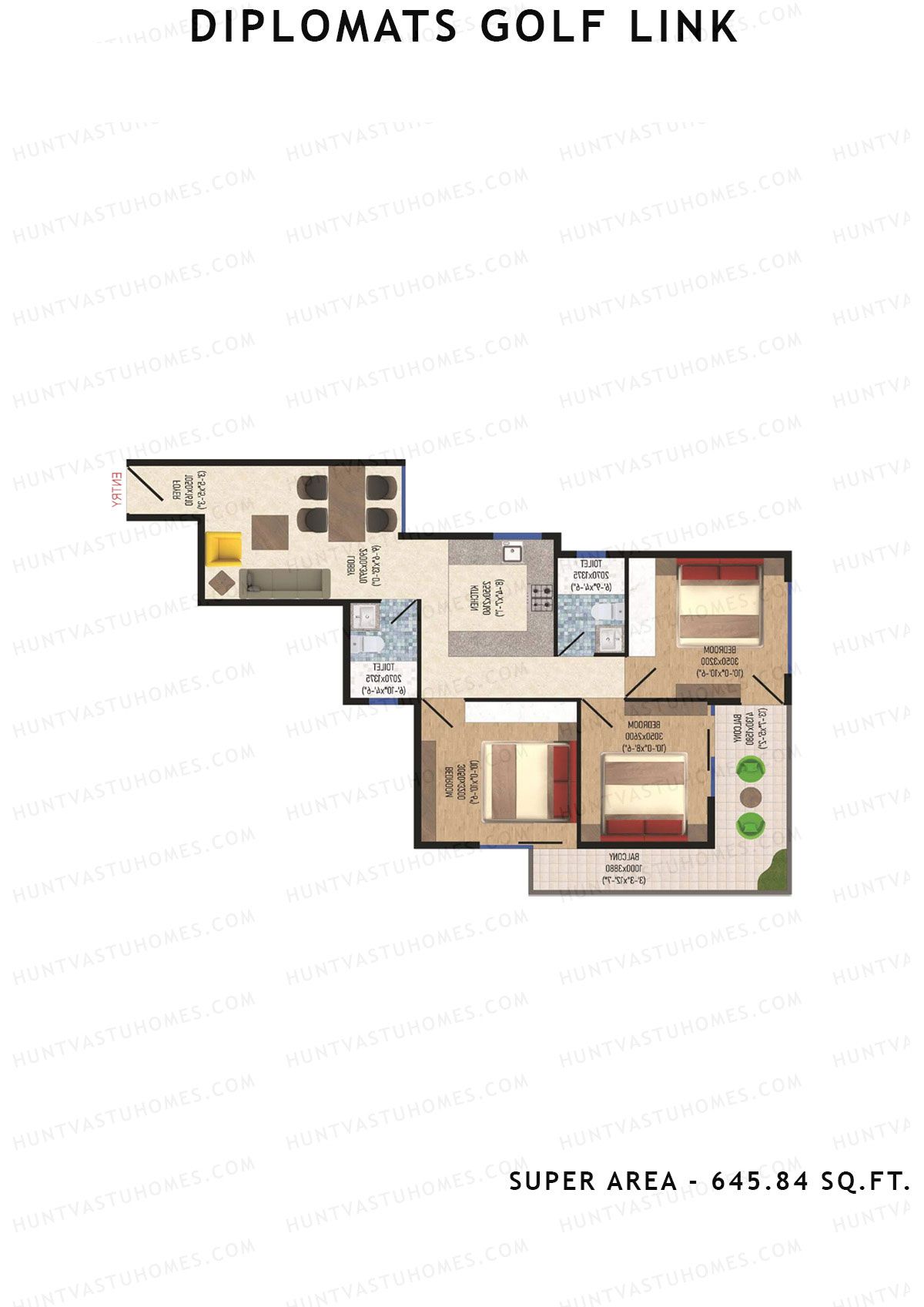 Diplomats Golf Link Tower 4 Unit 6 (Type 3BHK - 4) Floor Plan