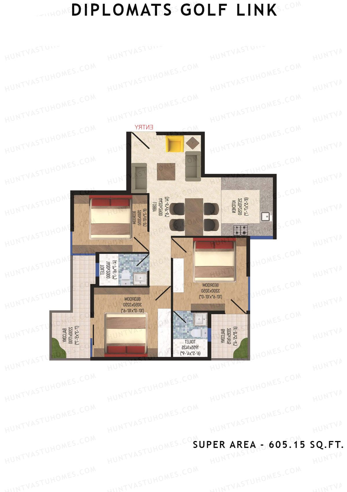Diplomats Golf Link Tower 4 Unit 7 (Type 3BHK - 5) Floor Plan