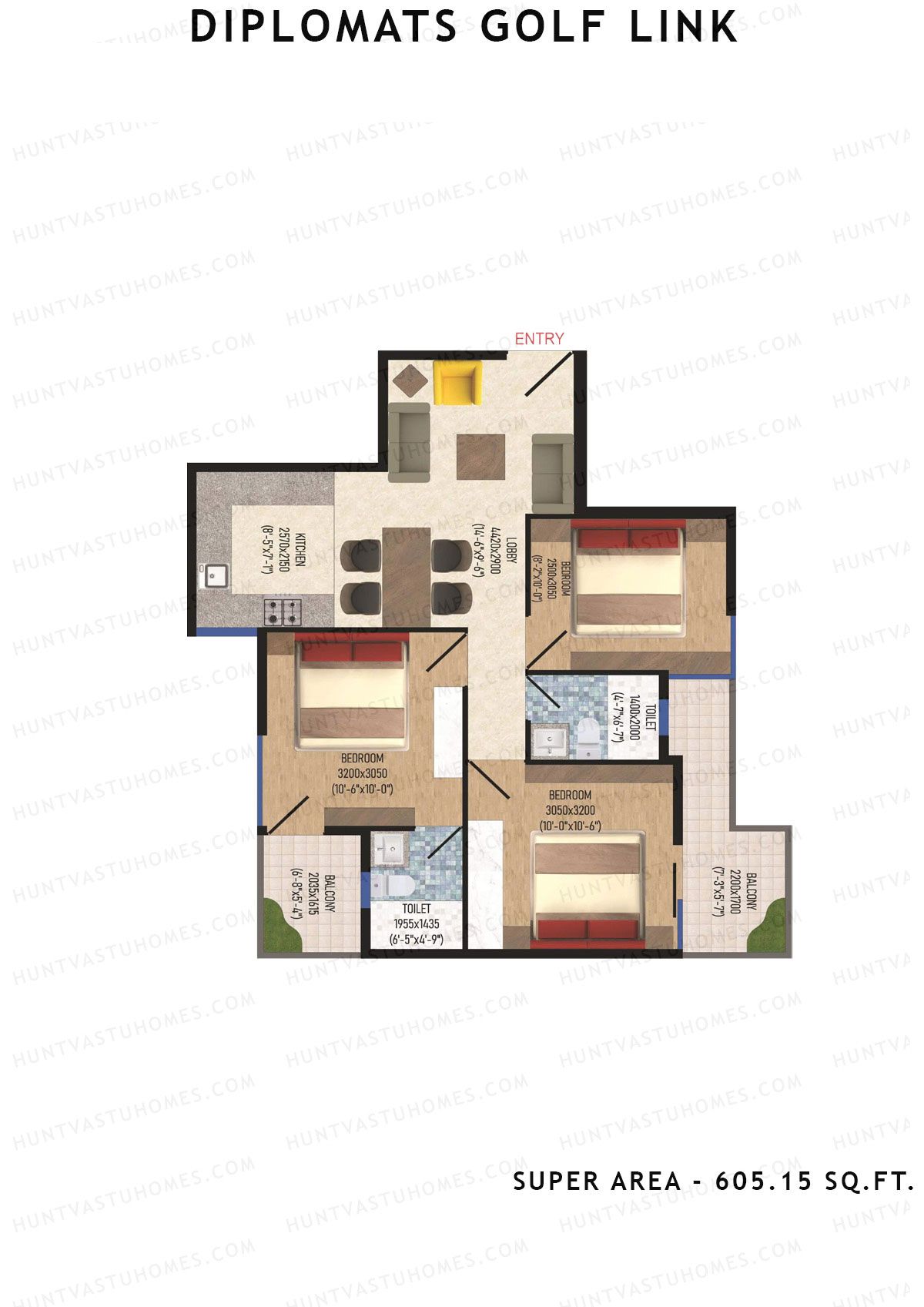 Diplomats Golf Link Tower 4 Unit 8 (Type 3BHK - 5) Floor Plan