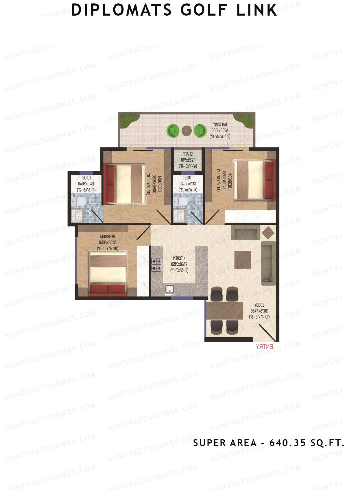Diplomats Golf Link Tower 8 Unit 1 (Type 3BHK - 1) Floor Plan