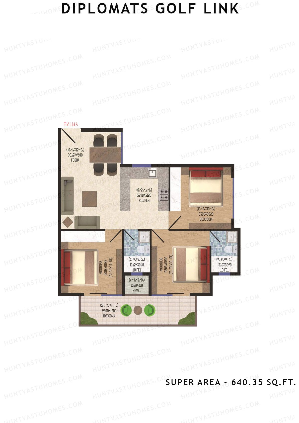 Diplomats Golf Link Tower 8 Unit 4 (Type 3BHK - 1) Floor Plan