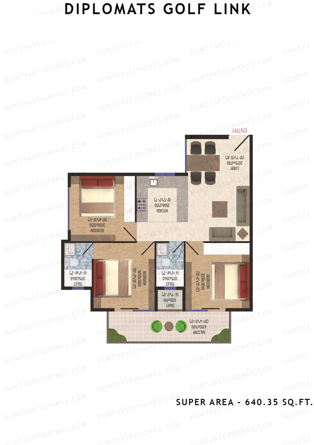 Diplomats Golf Link Tower 8 Unit 5 (Type 3BHK - 1) Floor Plan