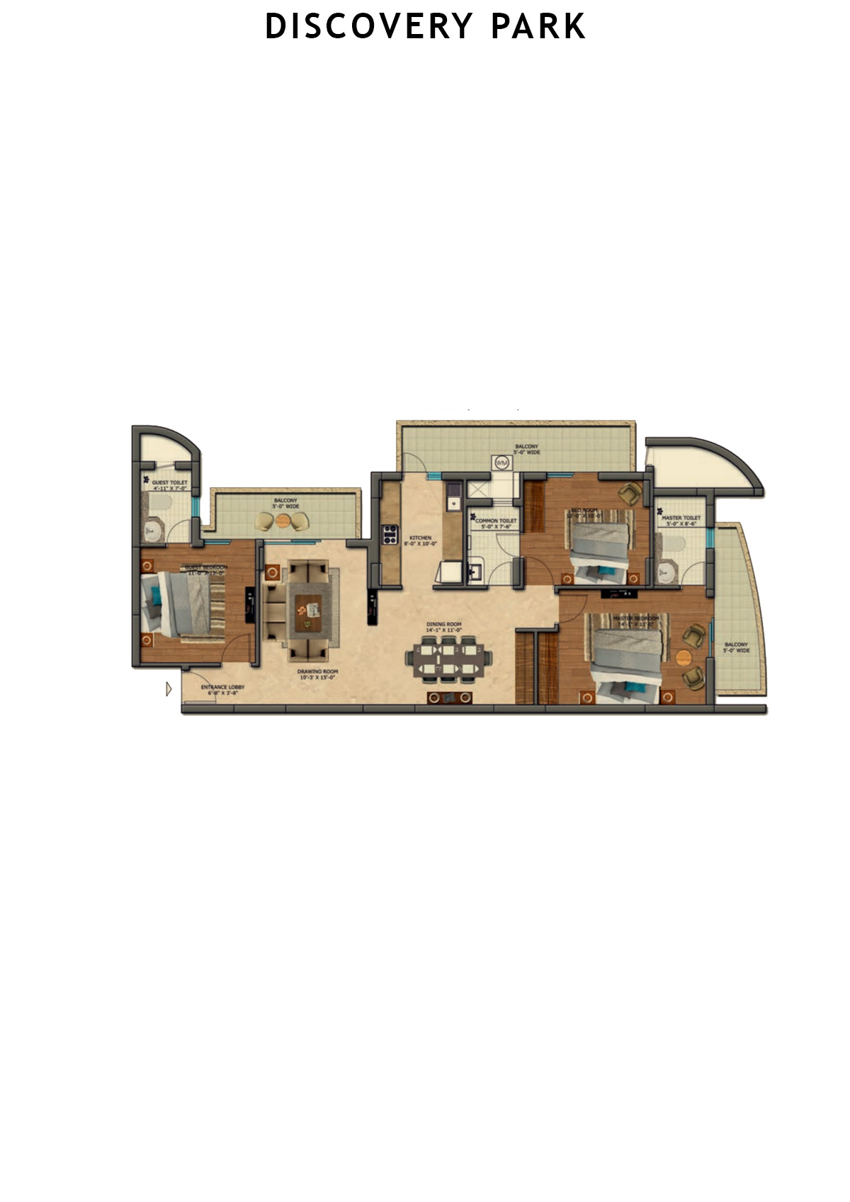Discovery Park Tower K Unit 3 Floor Plan