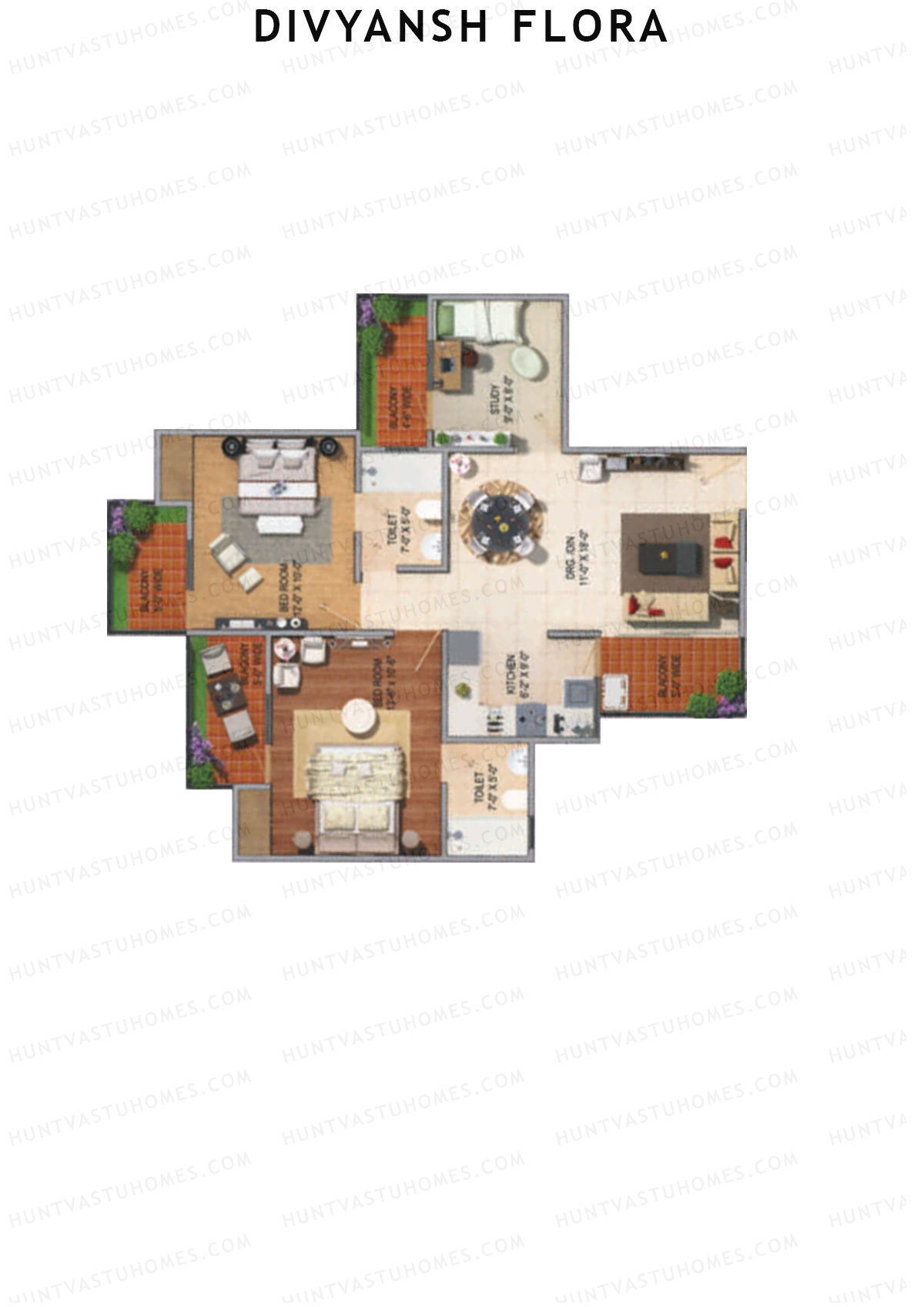 Divyansh Flora Tower A Unit 1 Floor Plan