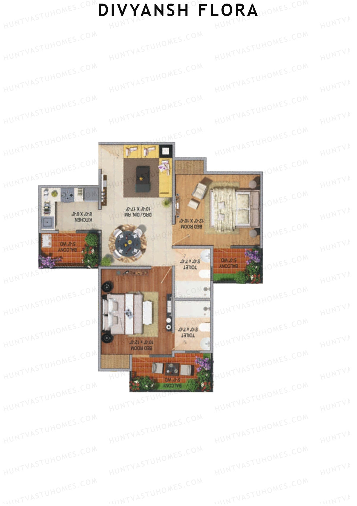 Divyansh Flora Tower A Unit 4 (Type C) Floor Plan