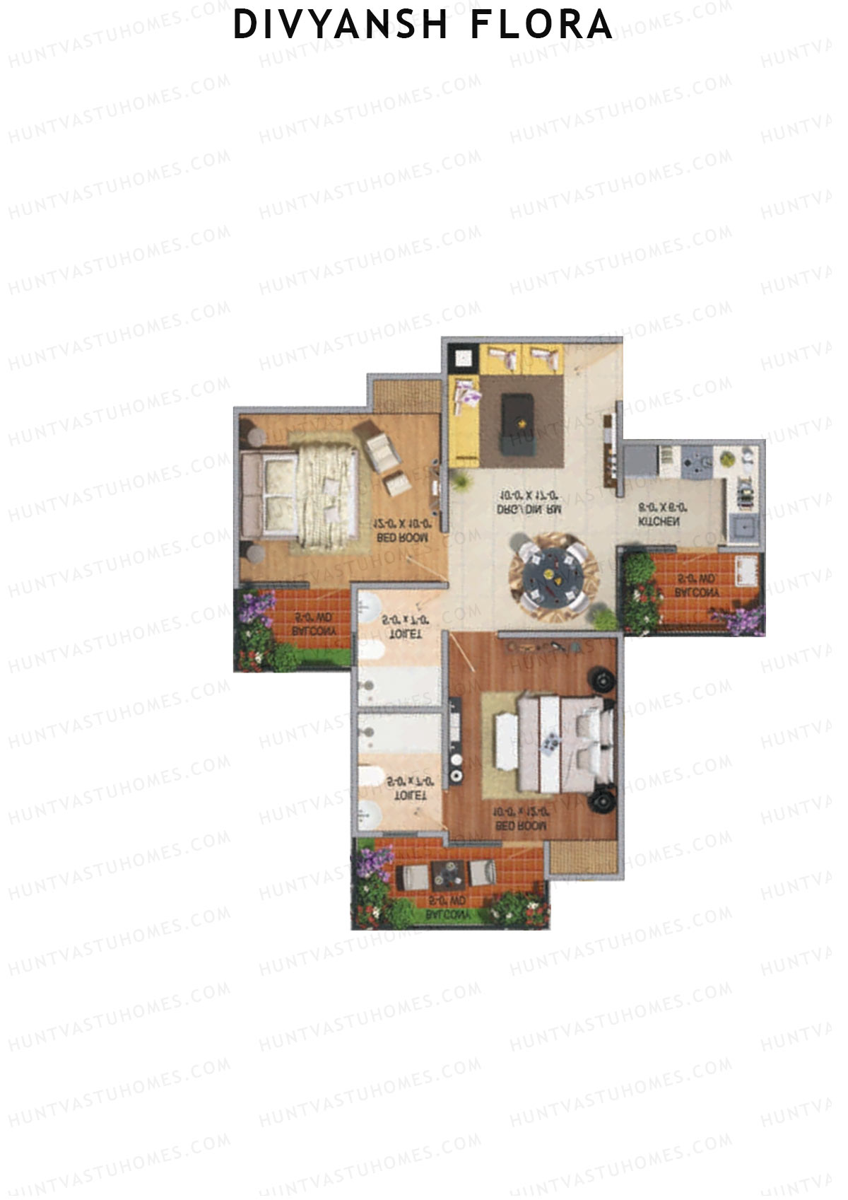 Divyansh Flora Tower B1 Unit 1 (Type C) Floor Plan