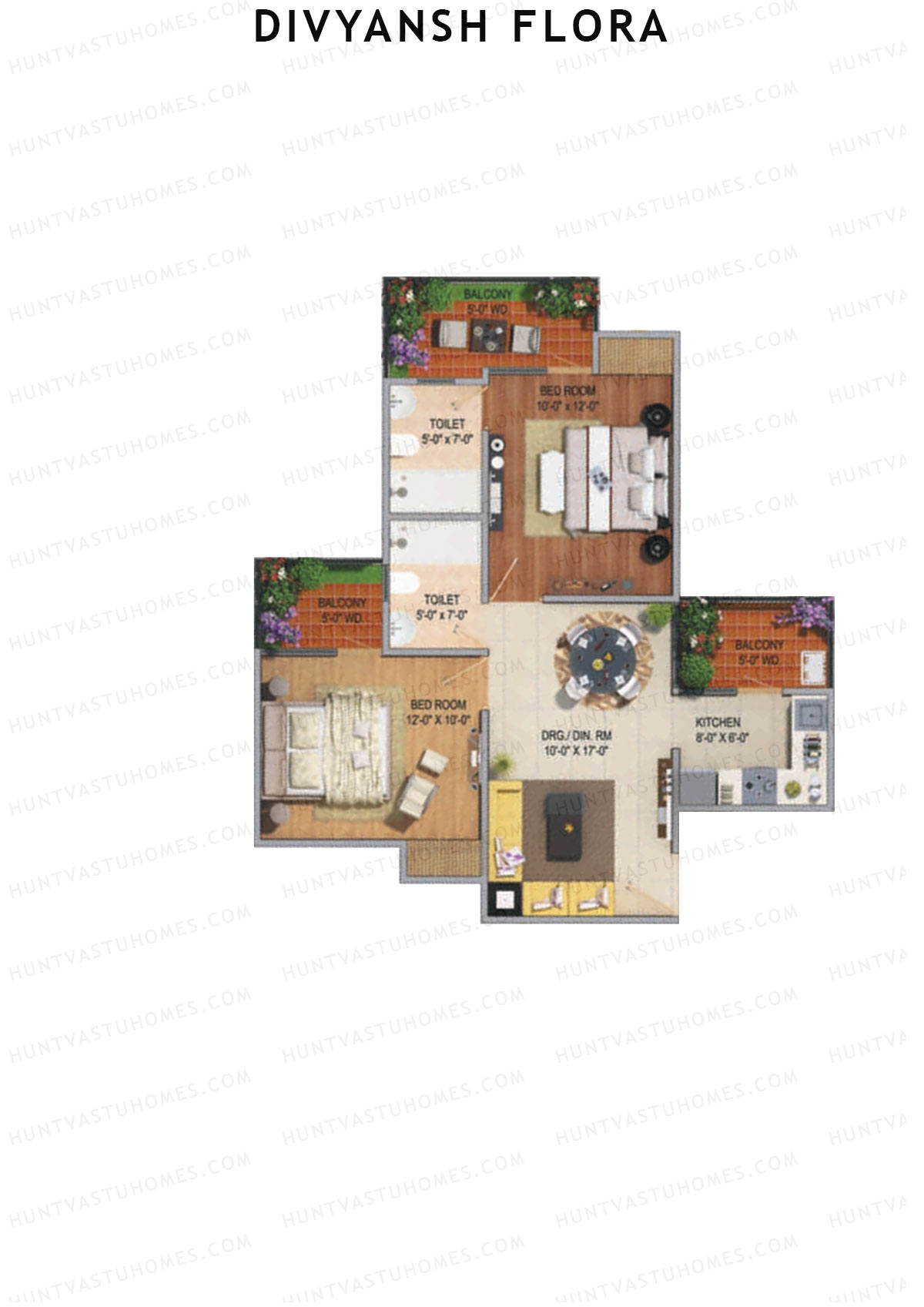 Divyansh Flora Tower B1 Unit 3 (Type C) Floor Plan
