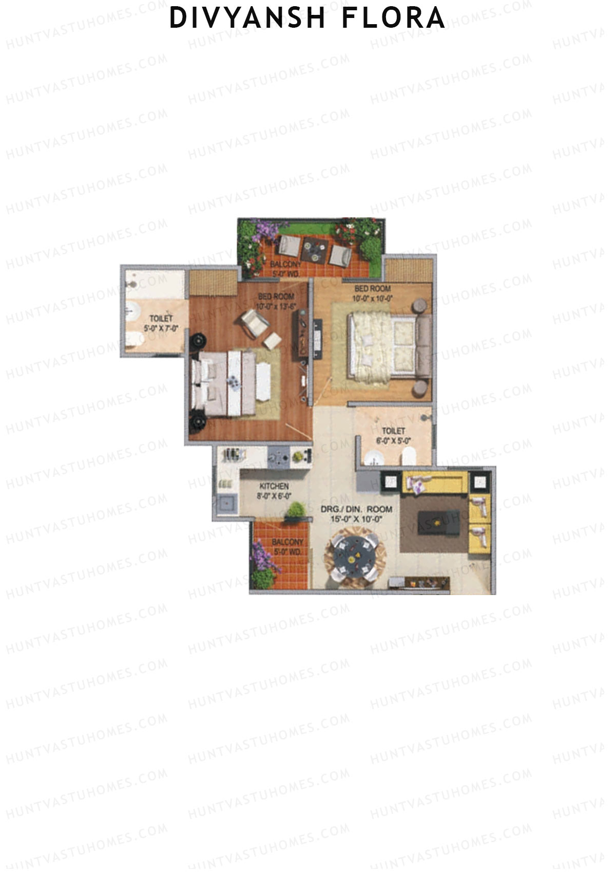 Divyansh Flora Tower B2 Unit 1 (Type A) Floor Plan