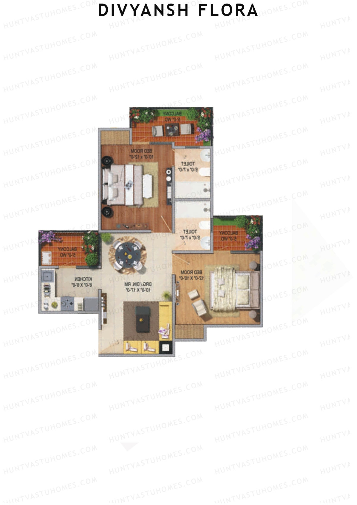 Divyansh Flora Tower B2 Unit 3 (Type C) Floor Plan