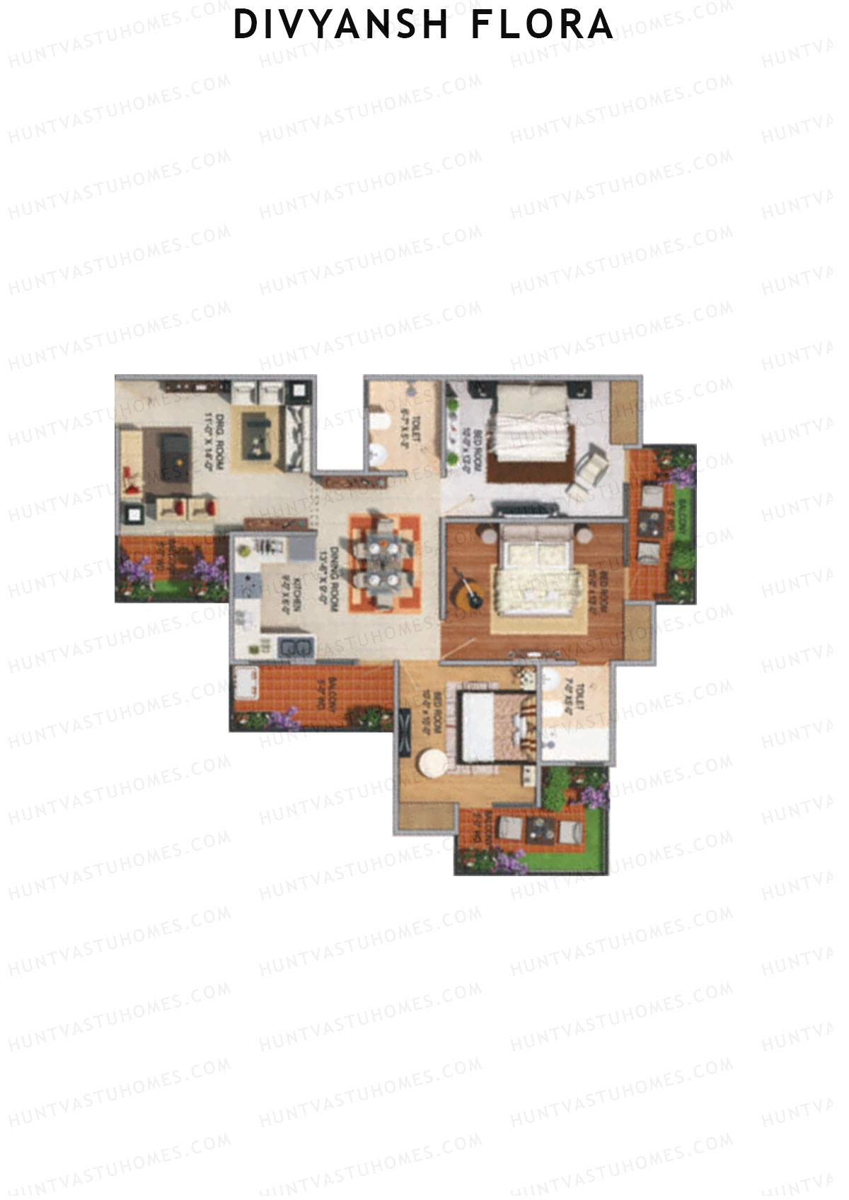Divyansh Flora Tower C Unit 2 Floor Plan