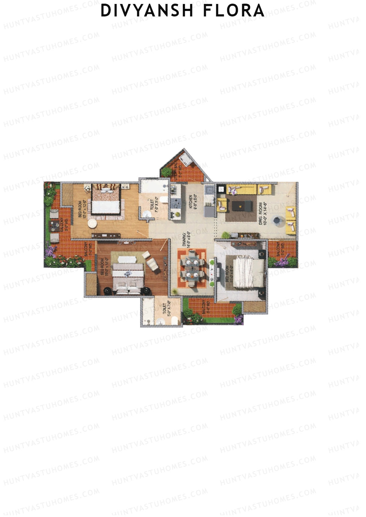 Divyansh Flora Tower C Unit 3 Floor Plan